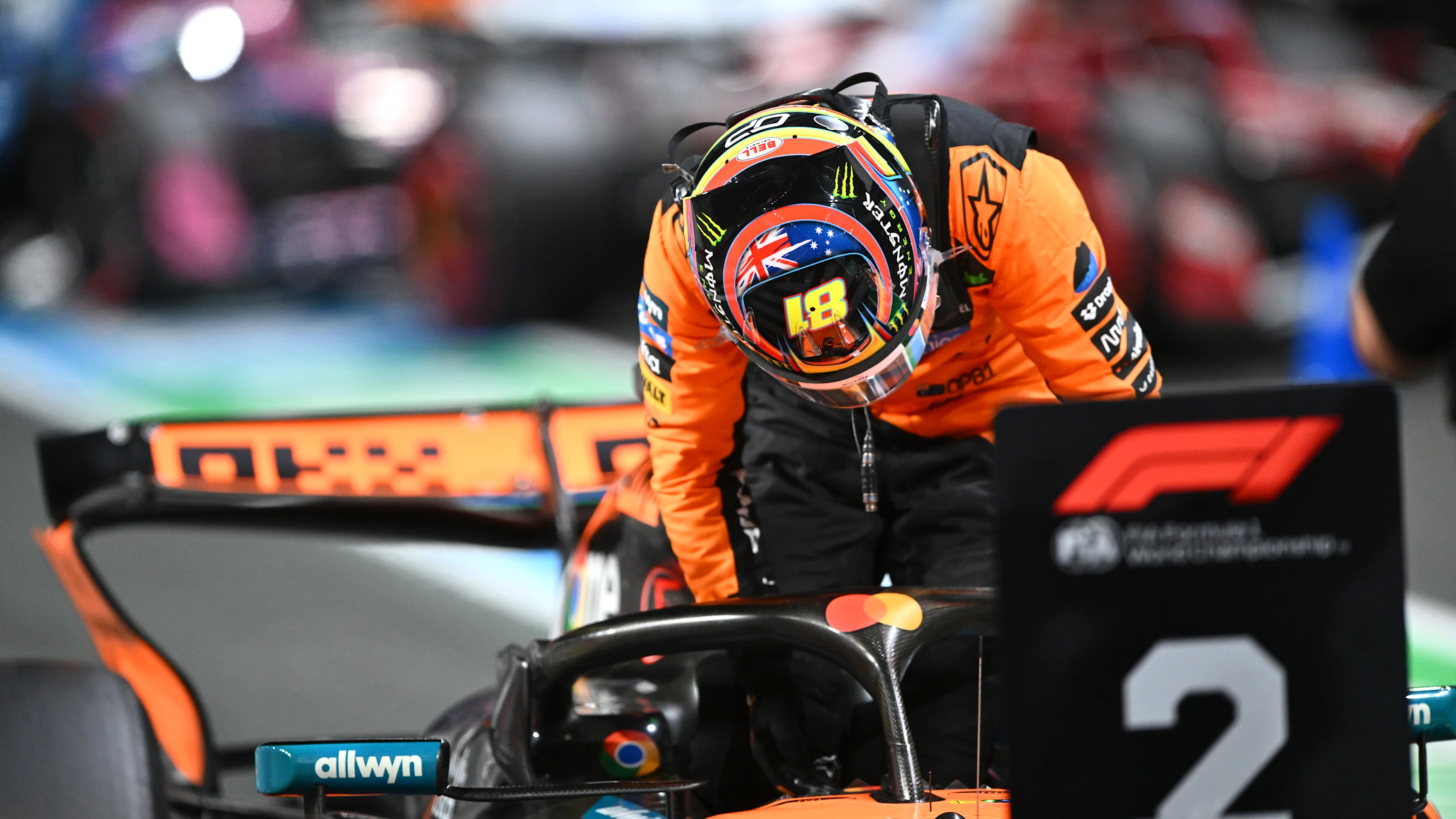 JEDDAH, SAUDI ARABIA - APRIL 19: Second placed qualifier Oscar Piastri of Australia and McLaren in