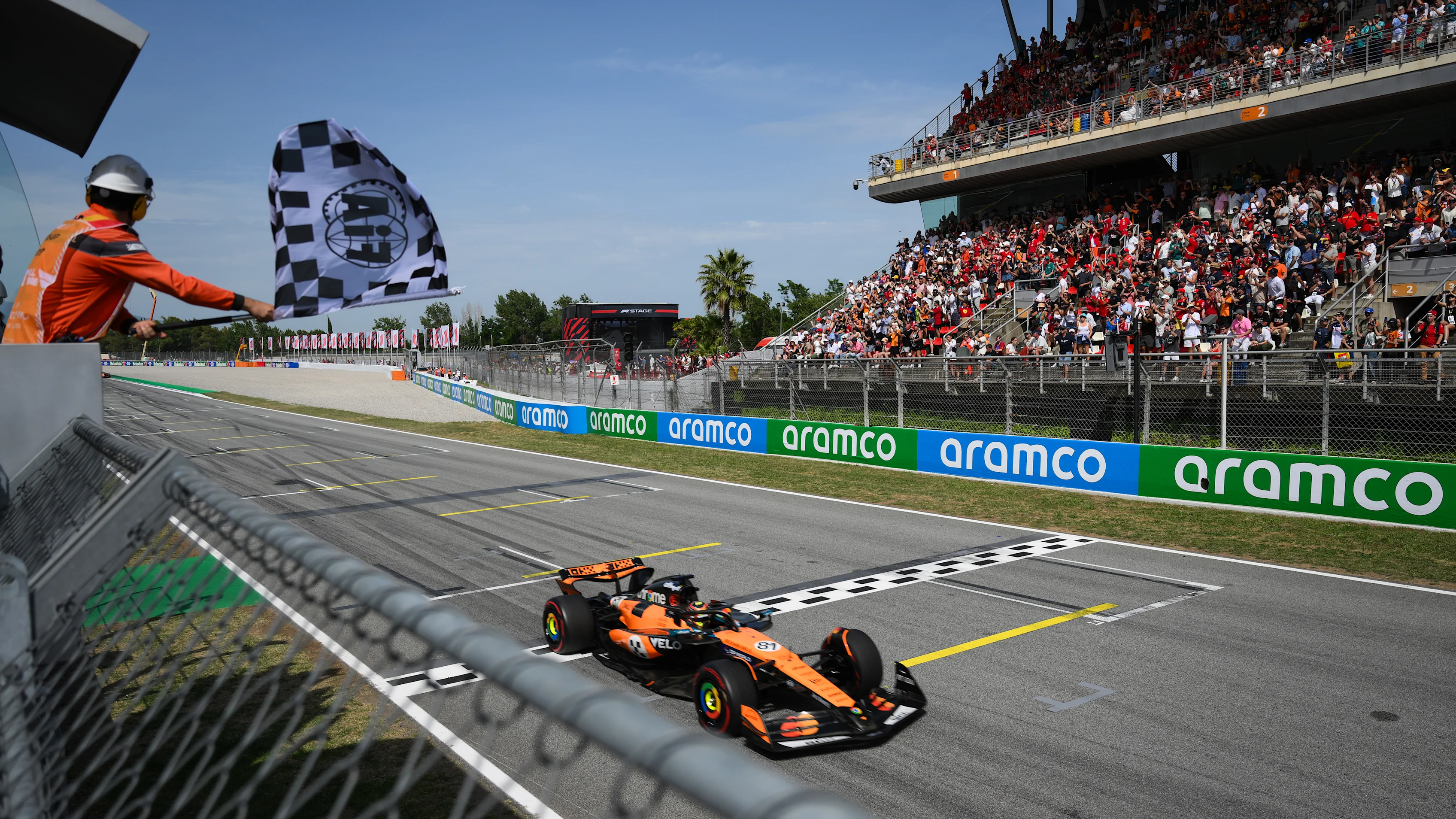 BARCELONA, SPAIN - JUNE 01: Race winner Oscar Piastri of Australia driving the (81) McLaren MCL39