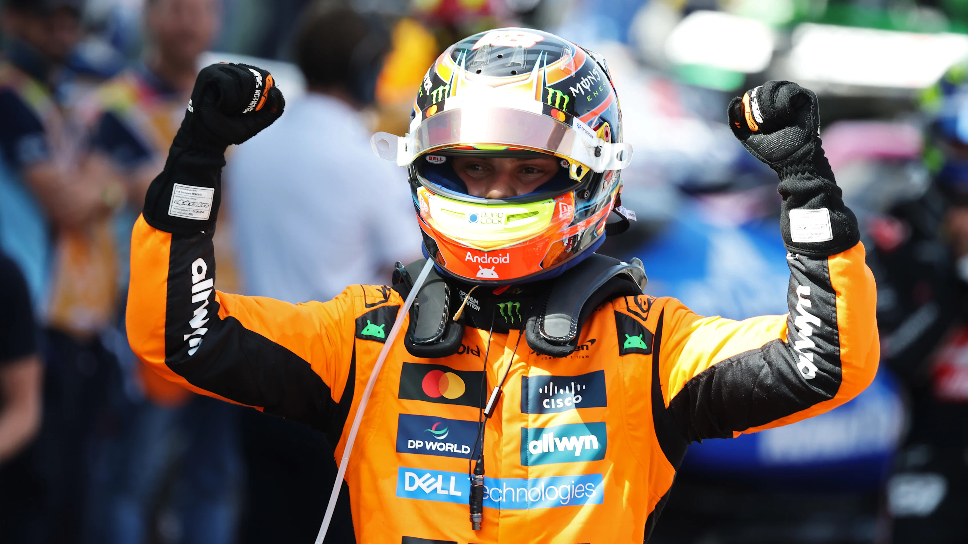 BARCELONA, SPAIN - JUNE 01: Race winner Oscar Piastri of Australia and McLaren celebrates in parc