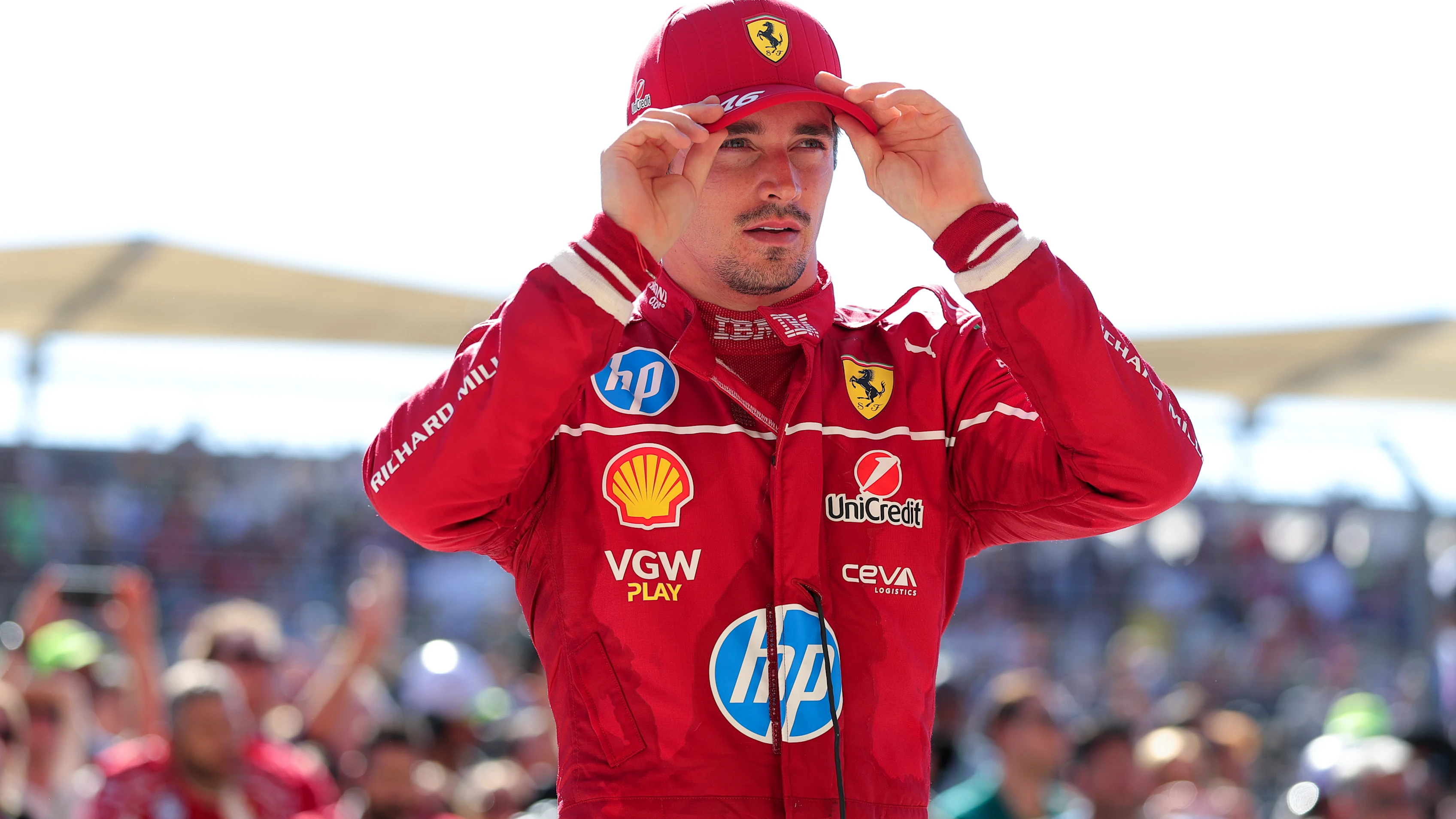 AUSTIN, TEXAS - OCTOBER 19: Third placed Charles Leclerc of Monaco and Scuderia Ferrari in parc