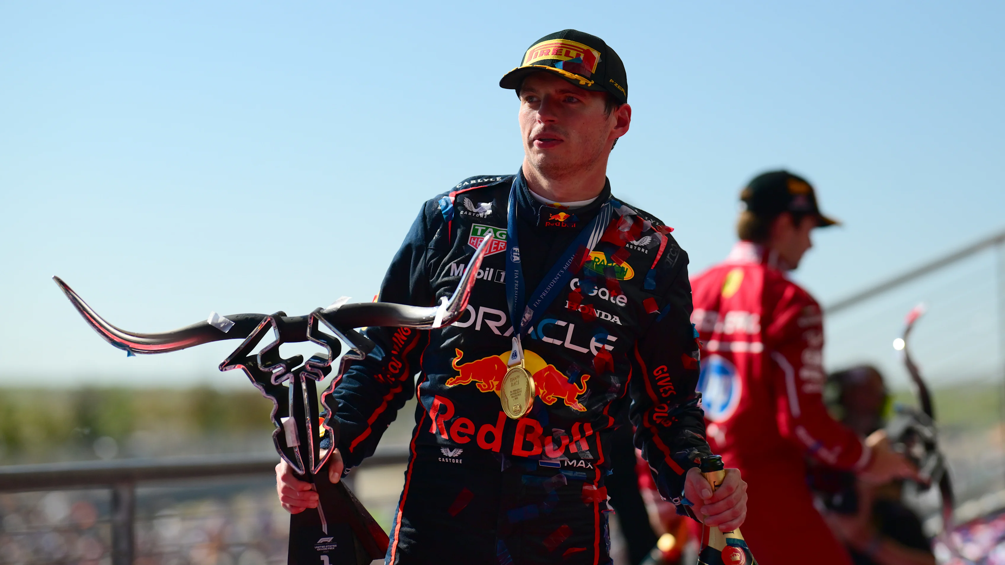 AUSTIN, TEXAS - OCTOBER 19: Race winner Max Verstappen of the Netherlands and Oracle Red Bull