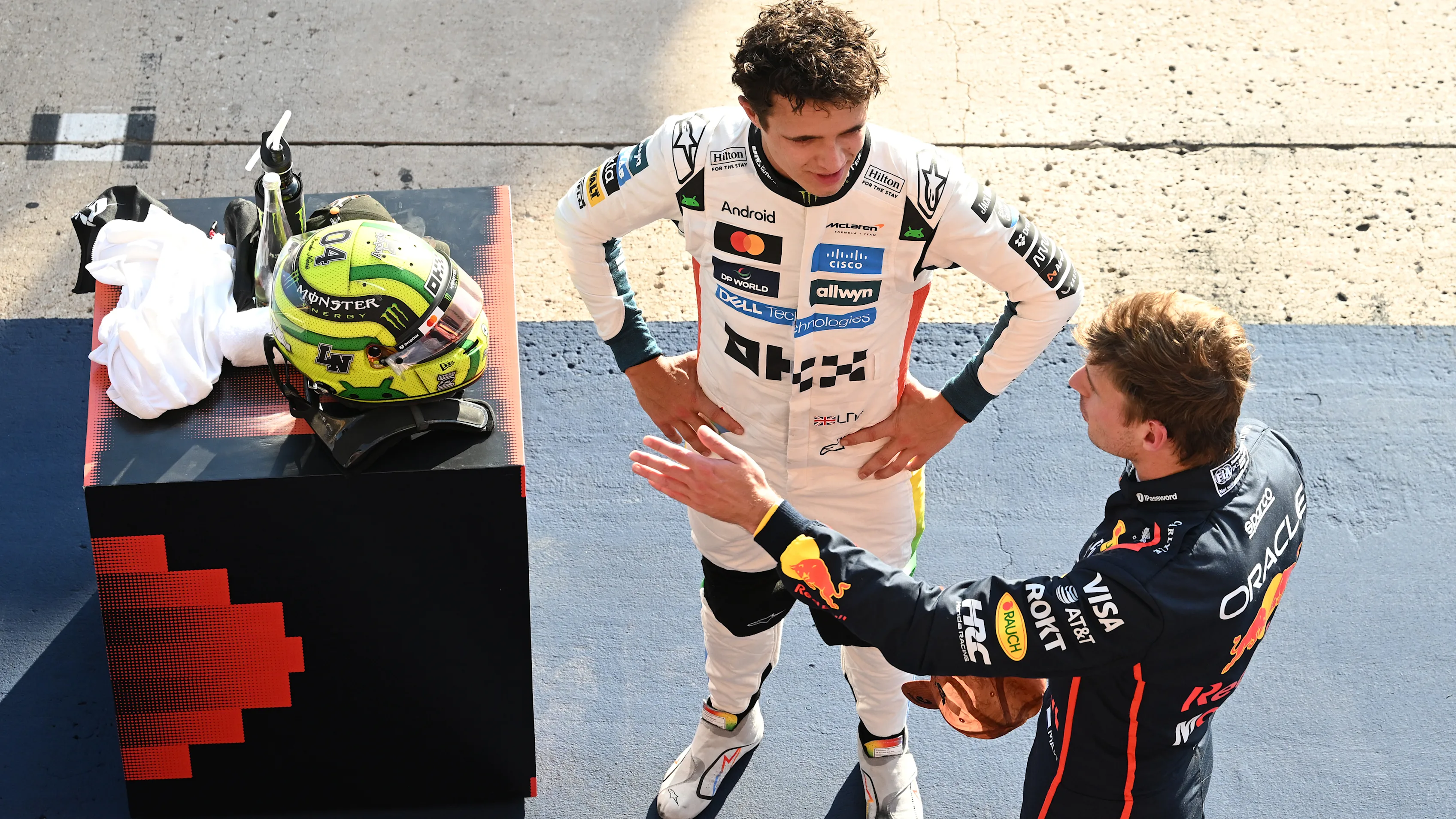 AUSTIN, TEXAS - OCTOBER 18: Pole position qualifier Max Verstappen of the Netherlands and Oracle