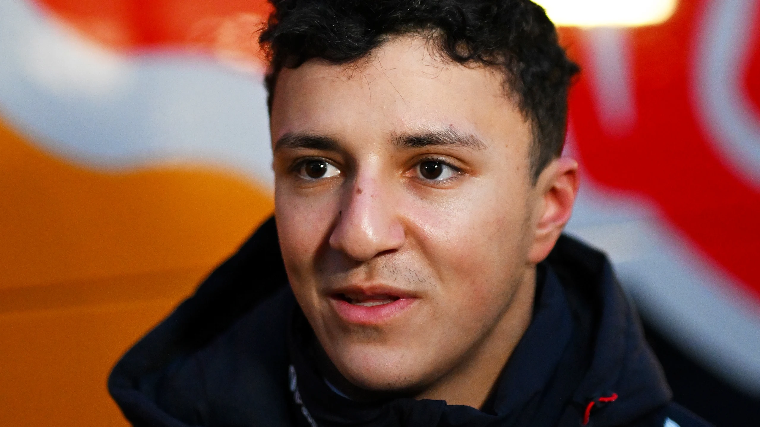 MONTMELO, SPAIN - JANUARY 26: Isack Hadjar of France and Oracle Red Bull Racing is interviewed