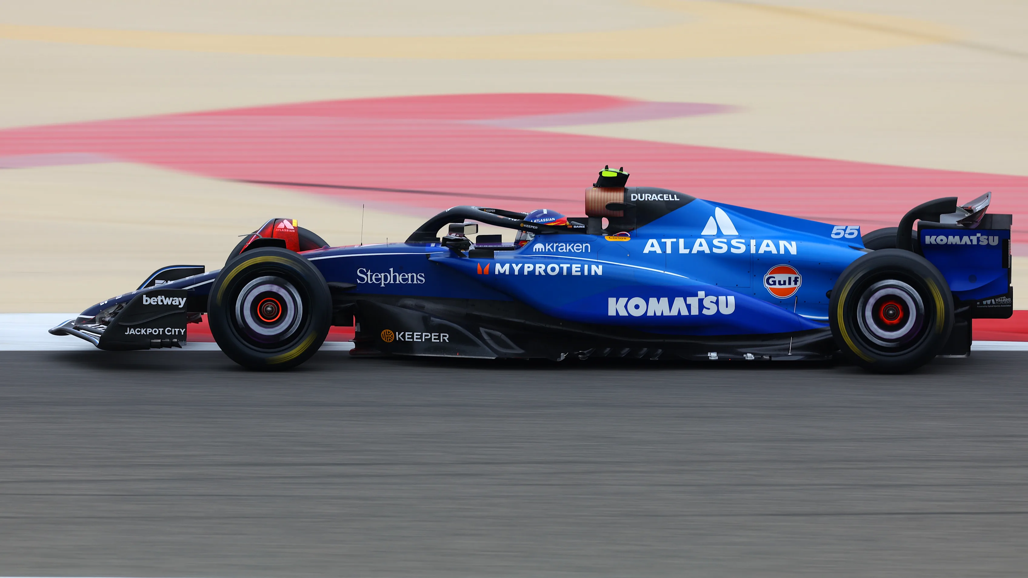 BAHRAIN, BAHRAIN - FEBRUARY 26: Carlos Sainz of Spain driving the (55) Williams FW47 Mercedes on