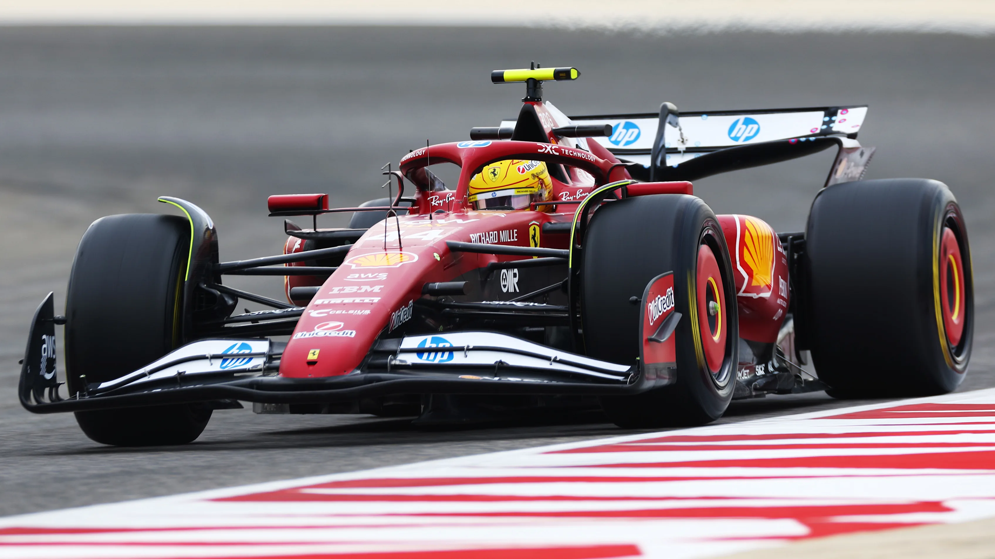 BAHRAIN, BAHRAIN - FEBRUARY 27: Lewis Hamilton of Great Britain driving the (44) Scuderia Ferrari