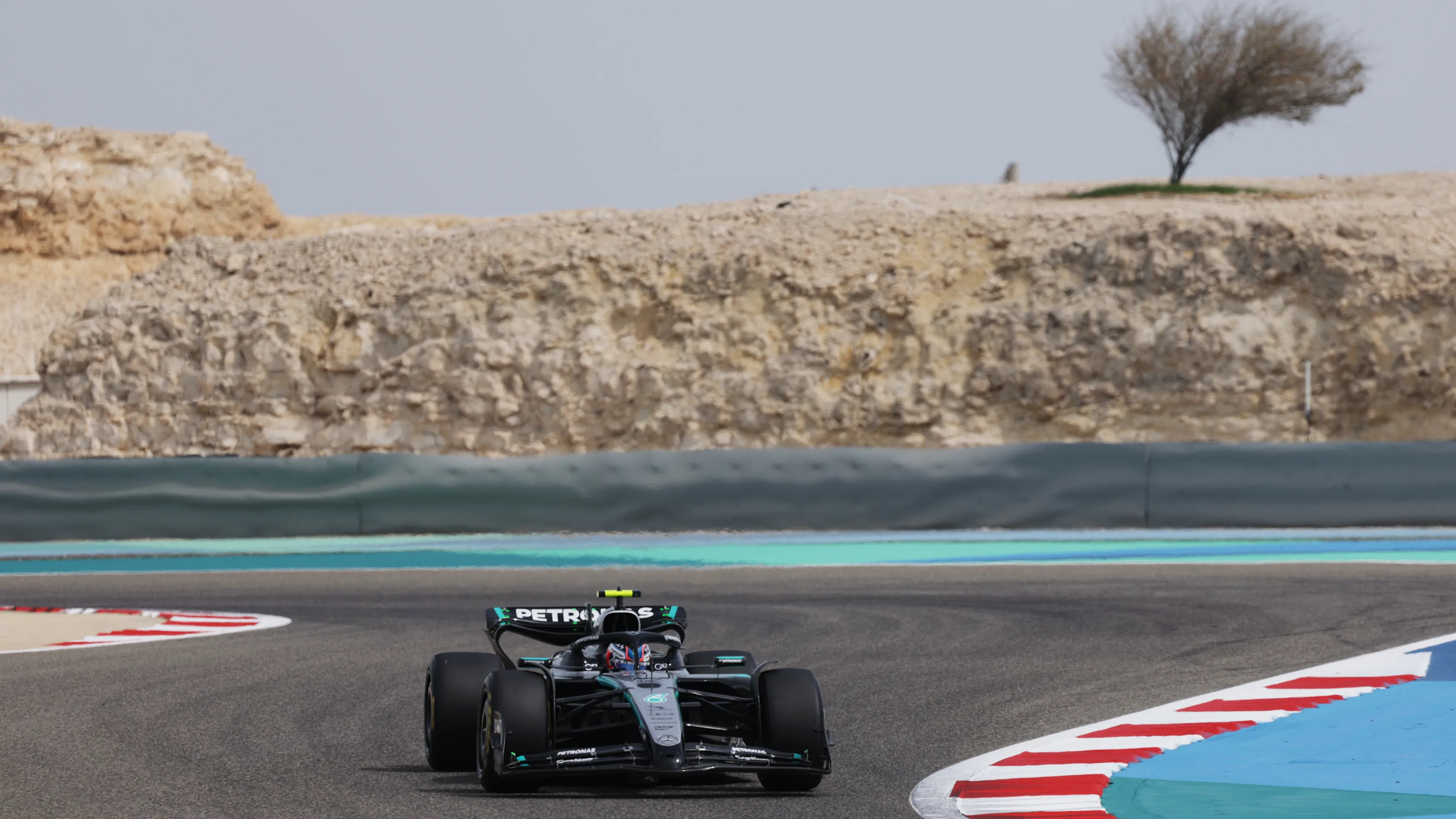 BAHRAIN, BAHRAIN - FEBRUARY 28: Andrea Kimi Antonelli of Italy driving the (12) Mercedes AMG