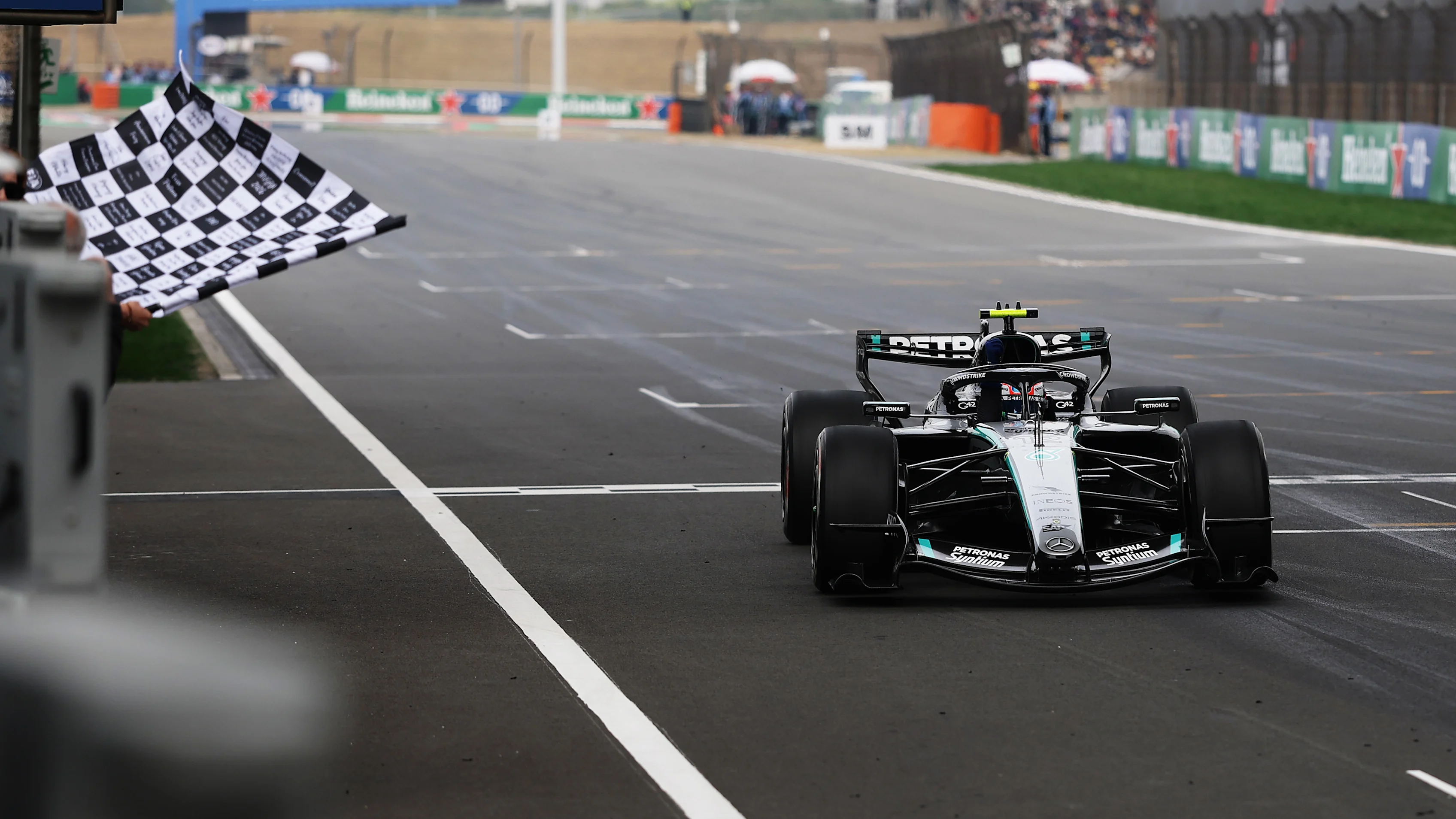 SHANGHAI, CHINA - MARCH 15: Race winner Andrea Kimi Antonelli of Italy driving the (12) Mercedes