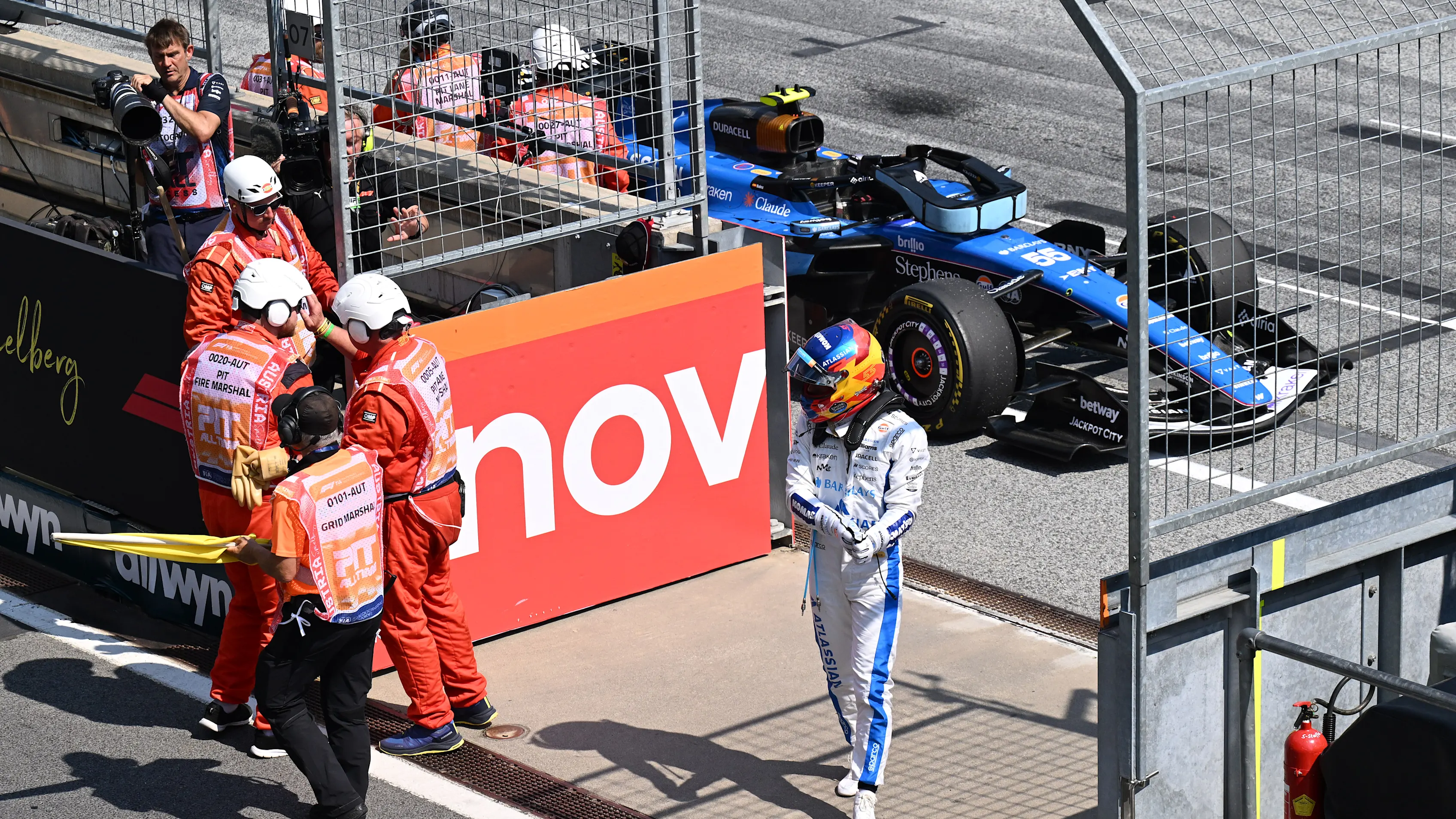 SPIELBERG, AUSTRIA - JUNE 28: Carlos Sainz of Spain and Williams retires from the race during the