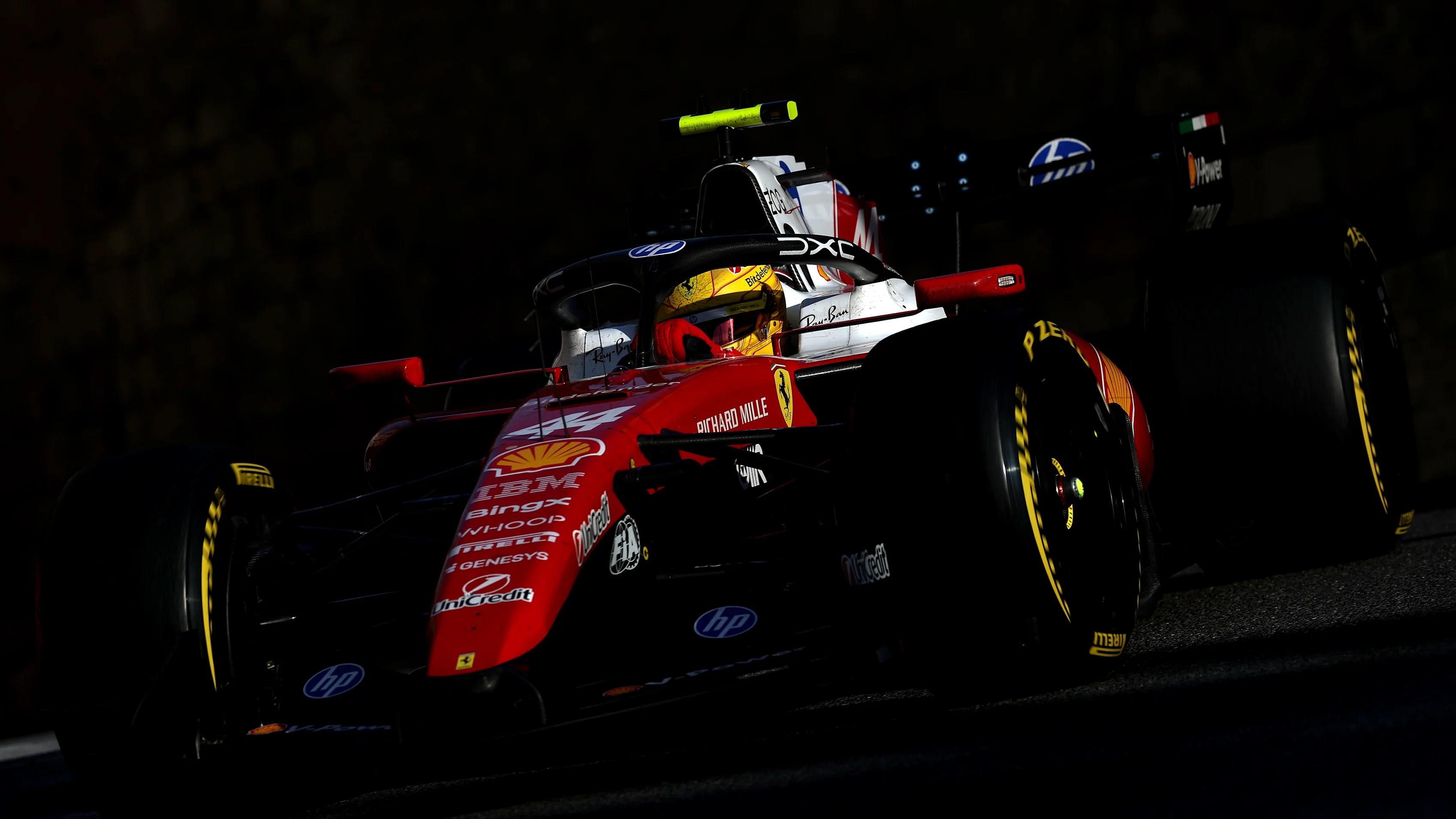 BAKU, AZERBAIJAN - SEPTEMBER 26: Lewis Hamilton of Great Britain driving the (44) Scuderia Ferrari