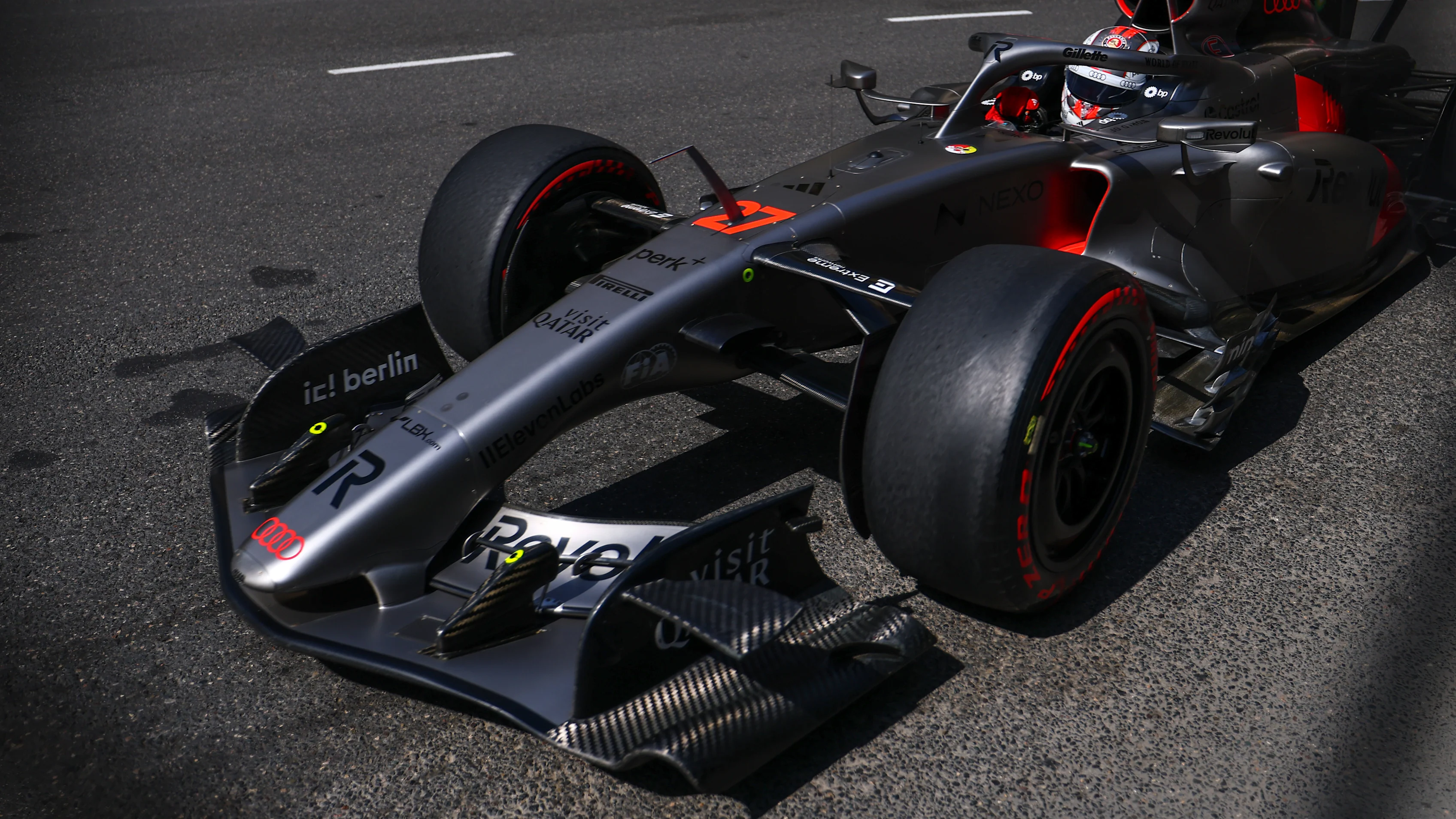 BAKU, AZERBAIJAN - SEPTEMBER 24: Nico Hulkenberg of Germany driving the (27) Audi F1 Team R26 on