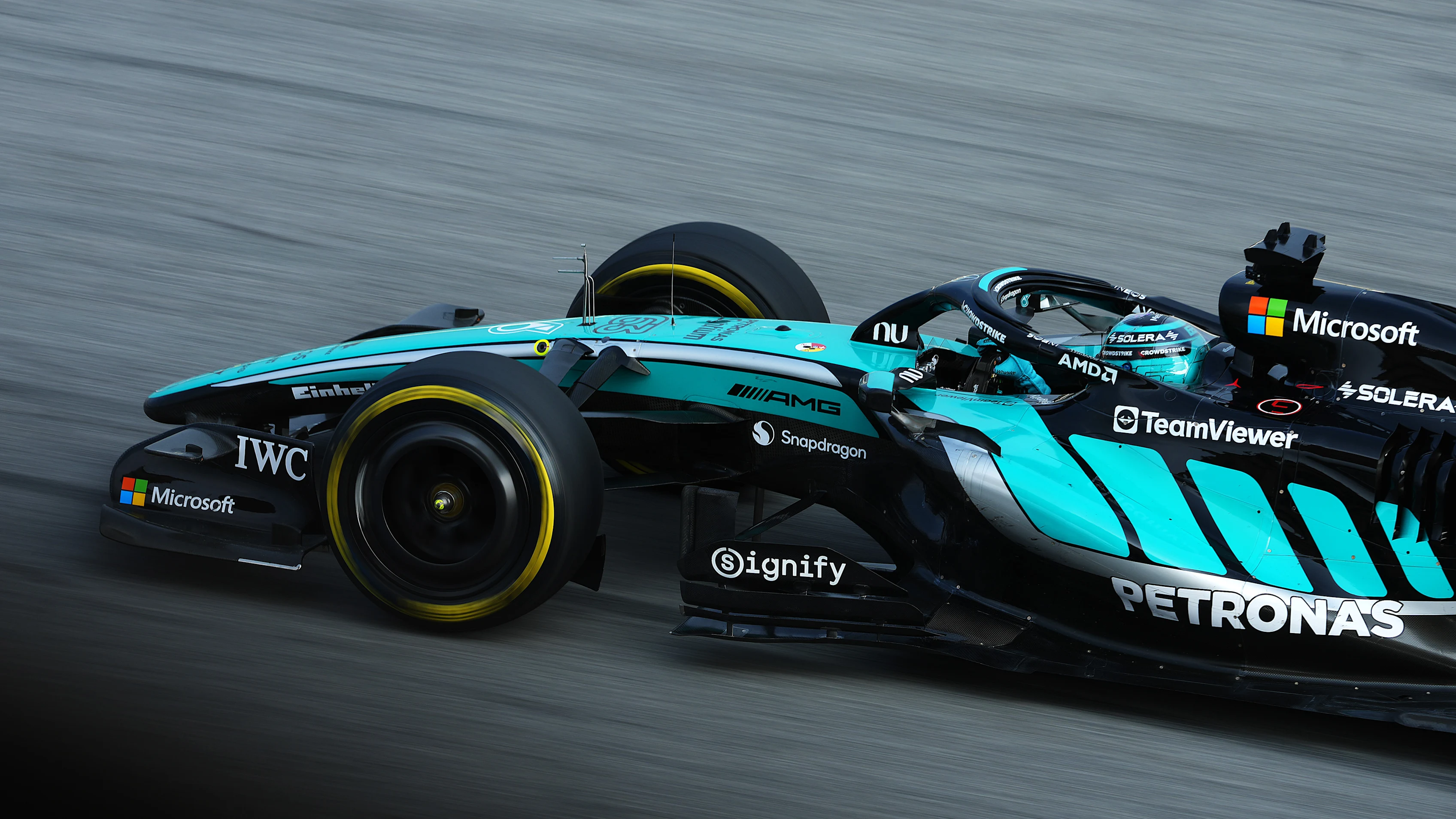 KUALA LUMPUR, MALAYSIA - OCTOBER 02: George Russell of Great Britain driving the (63) Mercedes AMG