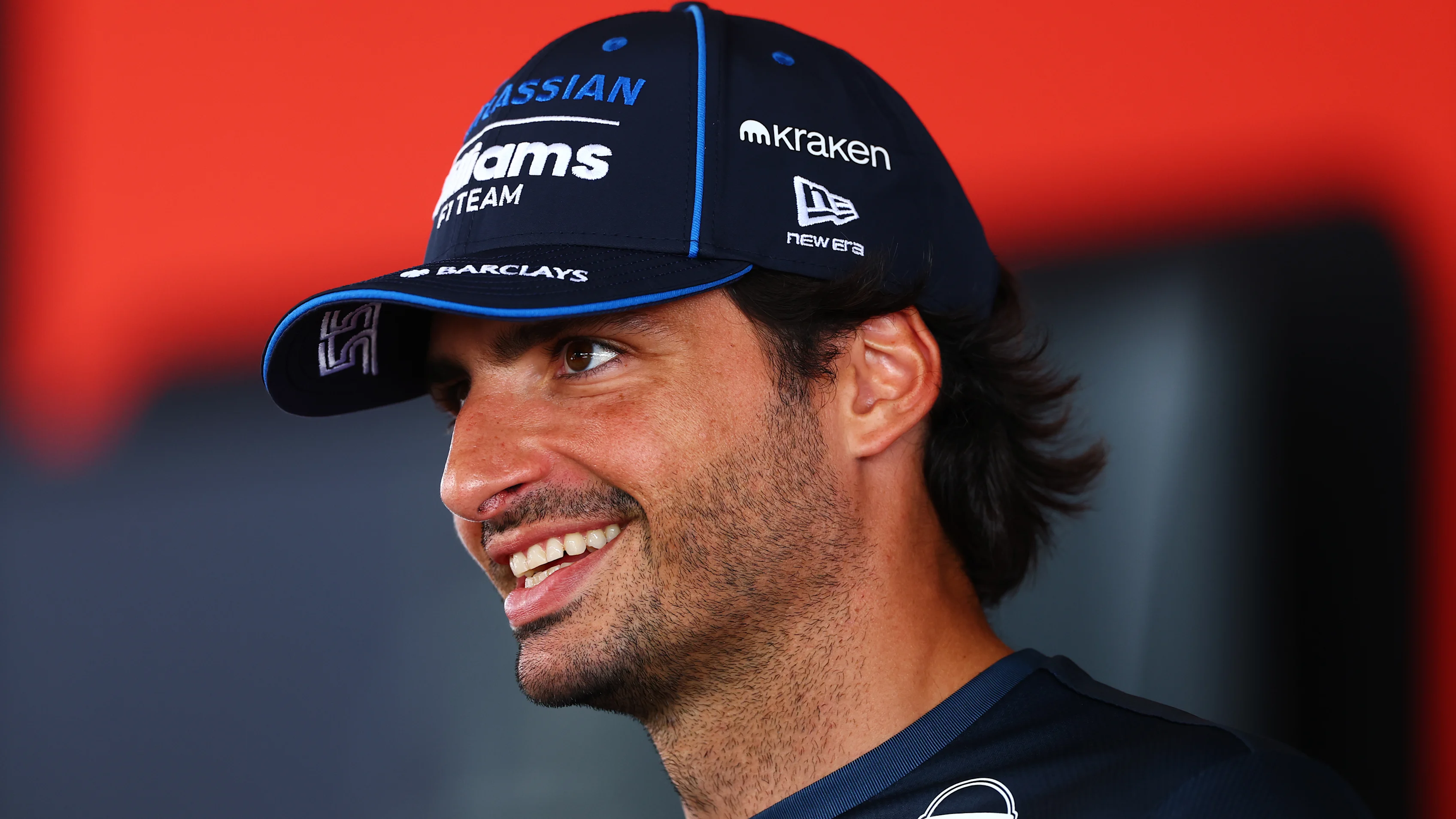 KUALA LUMPUR, MALAYSIA - OCTOBER 01: Carlos Sainz of Spain and Williams talks to the media during