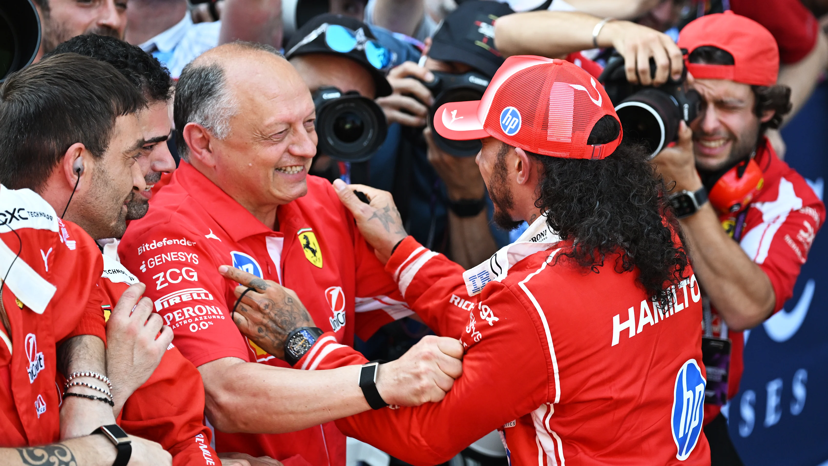 BARCELONA, SPAIN - JUNE 14: Race winner Lewis Hamilton of Great Britain and Scuderia Ferrari and