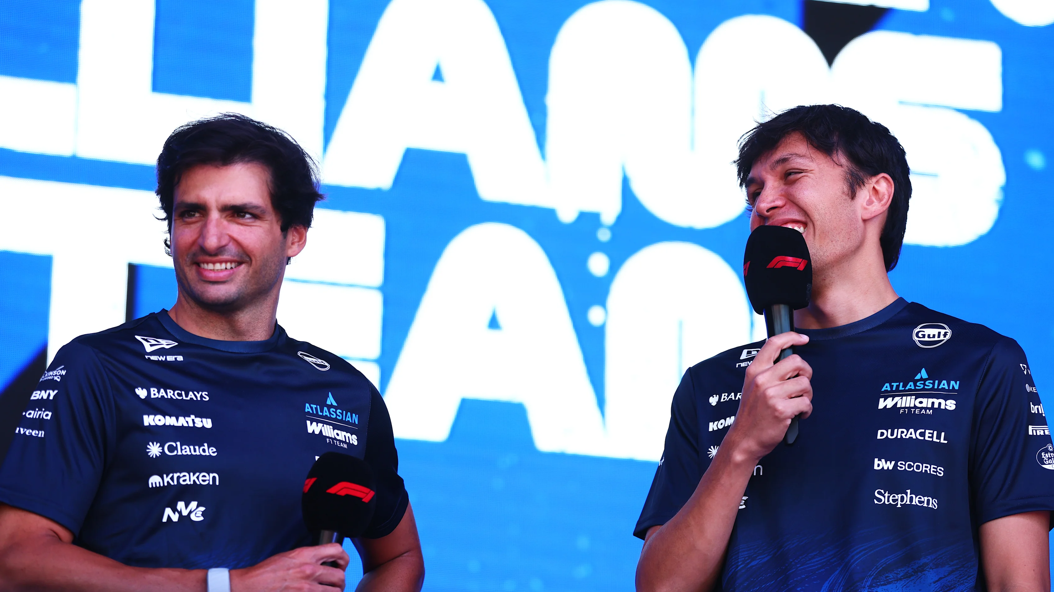 BARCELONA, SPAIN - JUNE 13: Carlos Sainz of Spain and Williams and Alexander Albon of Thailand and