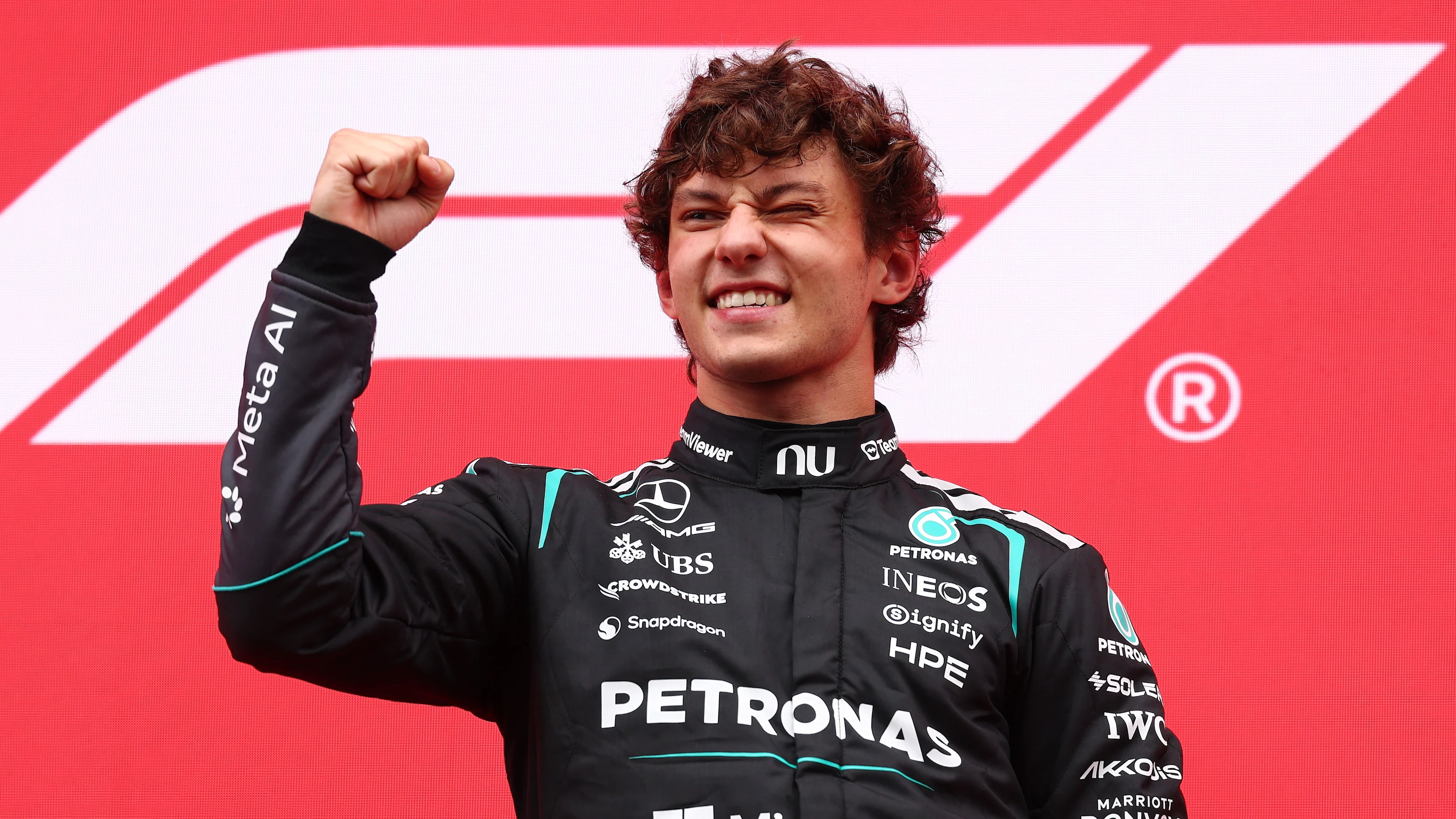 SPA, BELGIUM - JULY 19: Race winner Andrea Kimi Antonelli of Italy and Mercedes AMG Petronas F1