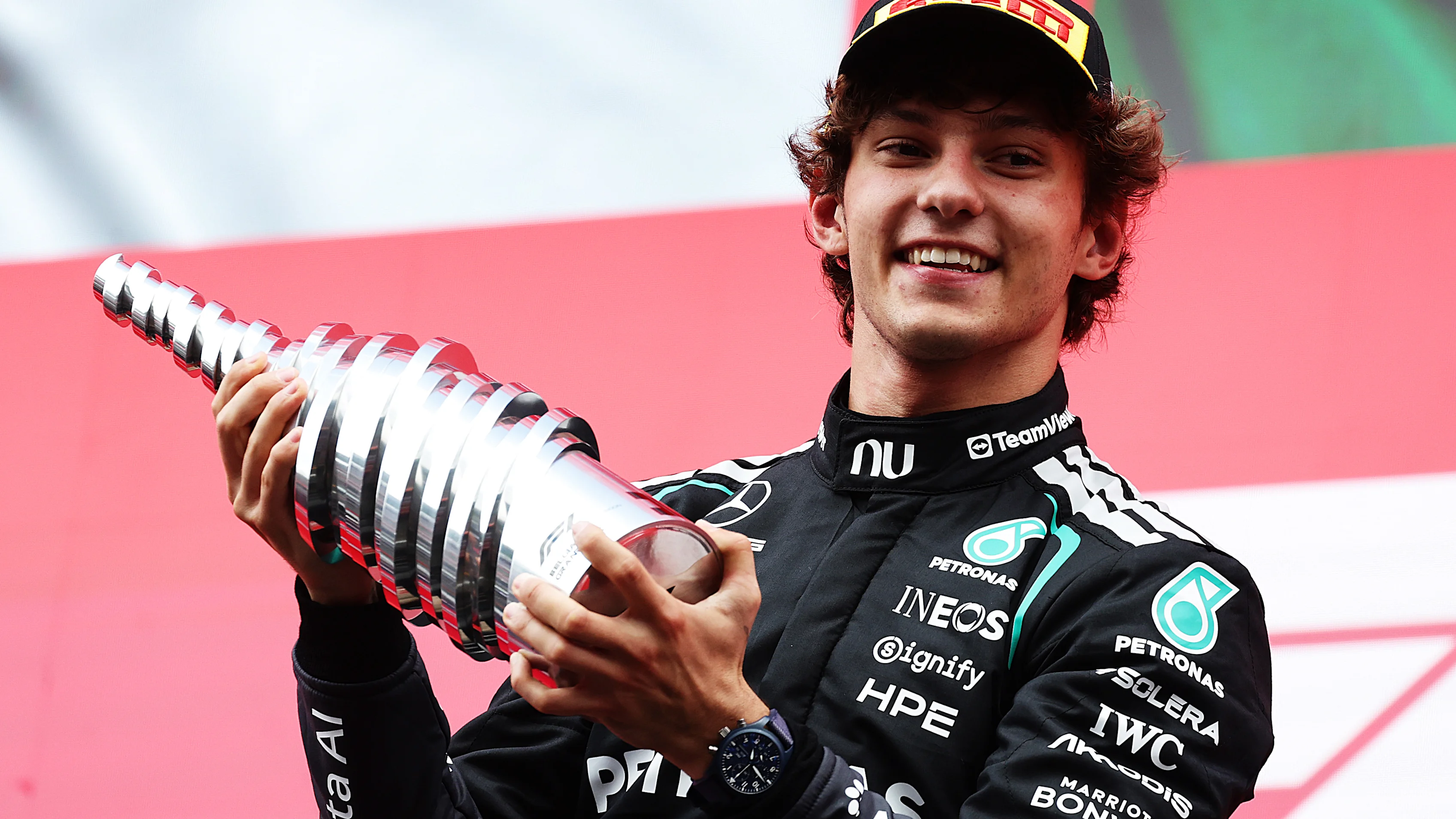 SPA, BELGIUM - JULY 19: Race winner Andrea Kimi Antonelli of Italy and Mercedes AMG Petronas F1