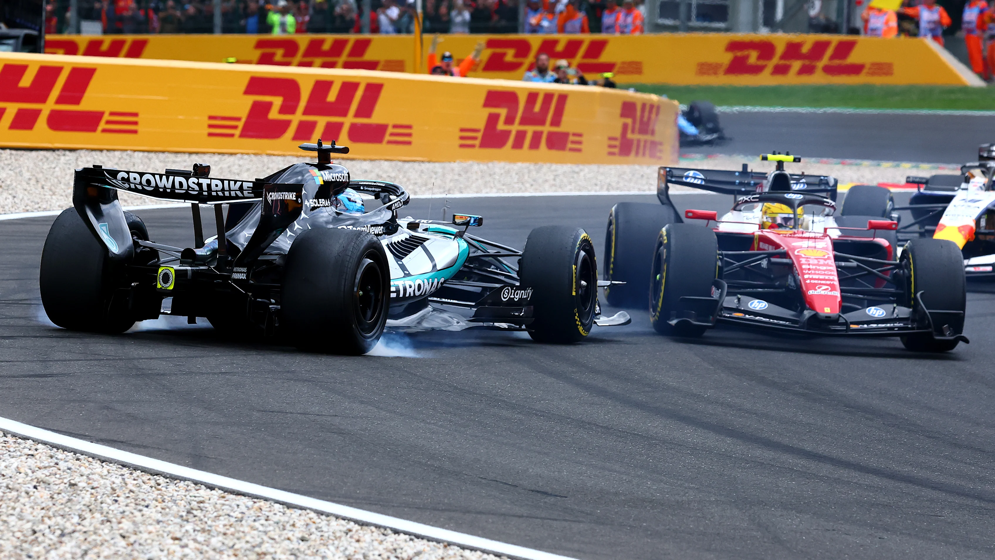 SPA, BELGIUM - JULY 19: George Russell of Great Britain driving the (63) Mercedes AMG Petronas F1