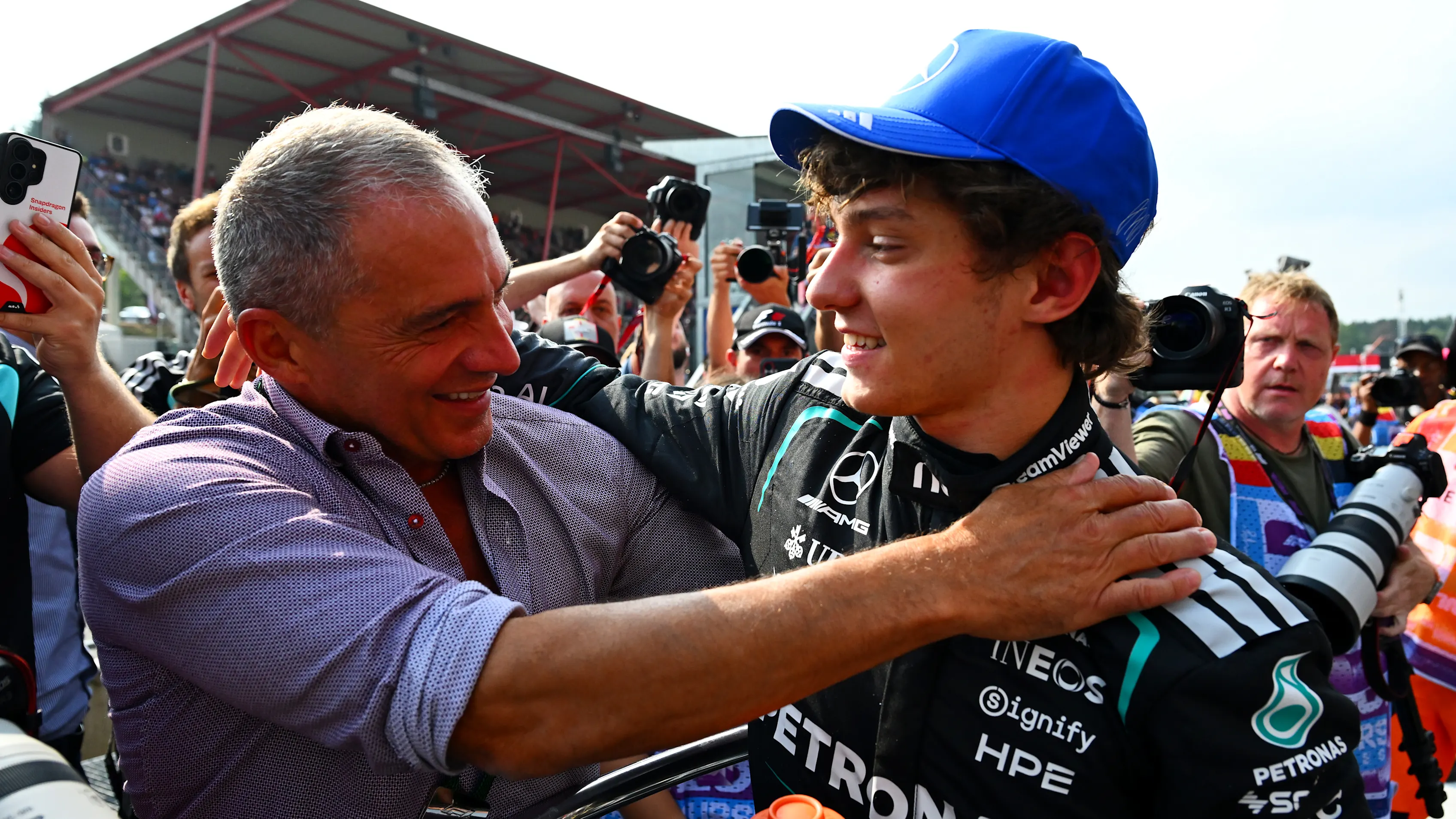 SPA, BELGIUM - JULY 18: Pole position qualifier Andrea Kimi Antonelli of Italy and Mercedes AMG