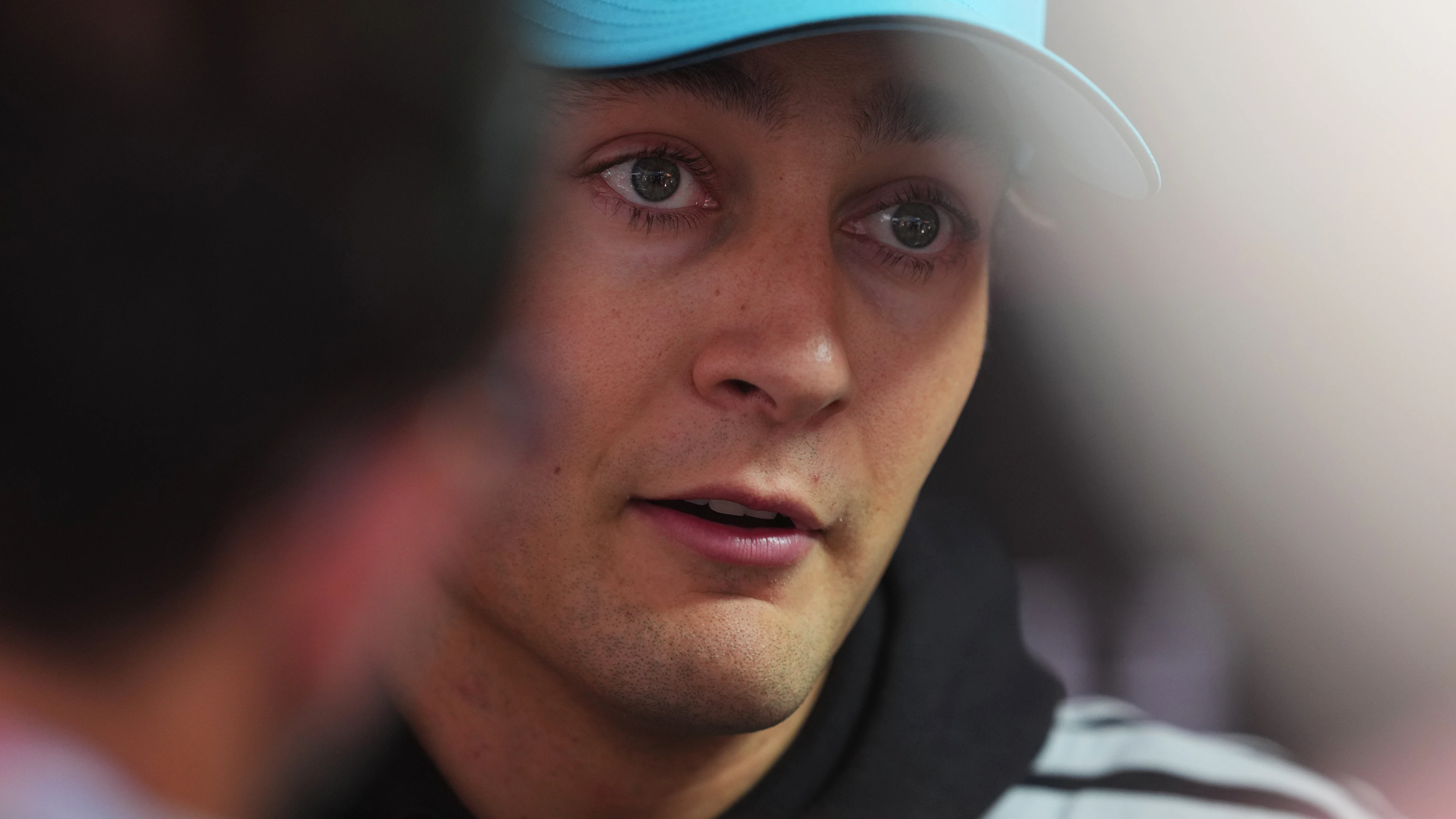 SPA, BELGIUM - JULY 18: Fourth placed qualifier George Russell of Great Britain and Mercedes AMG
