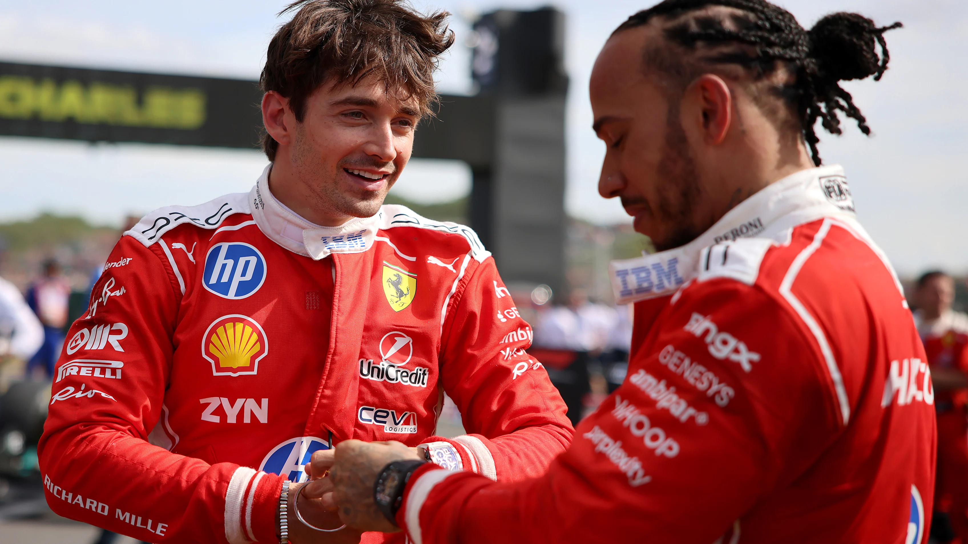 NORTHAMPTON, ENGLAND - JULY 05: Race winner Charles Leclerc of Monaco and Scuderia Ferrari and