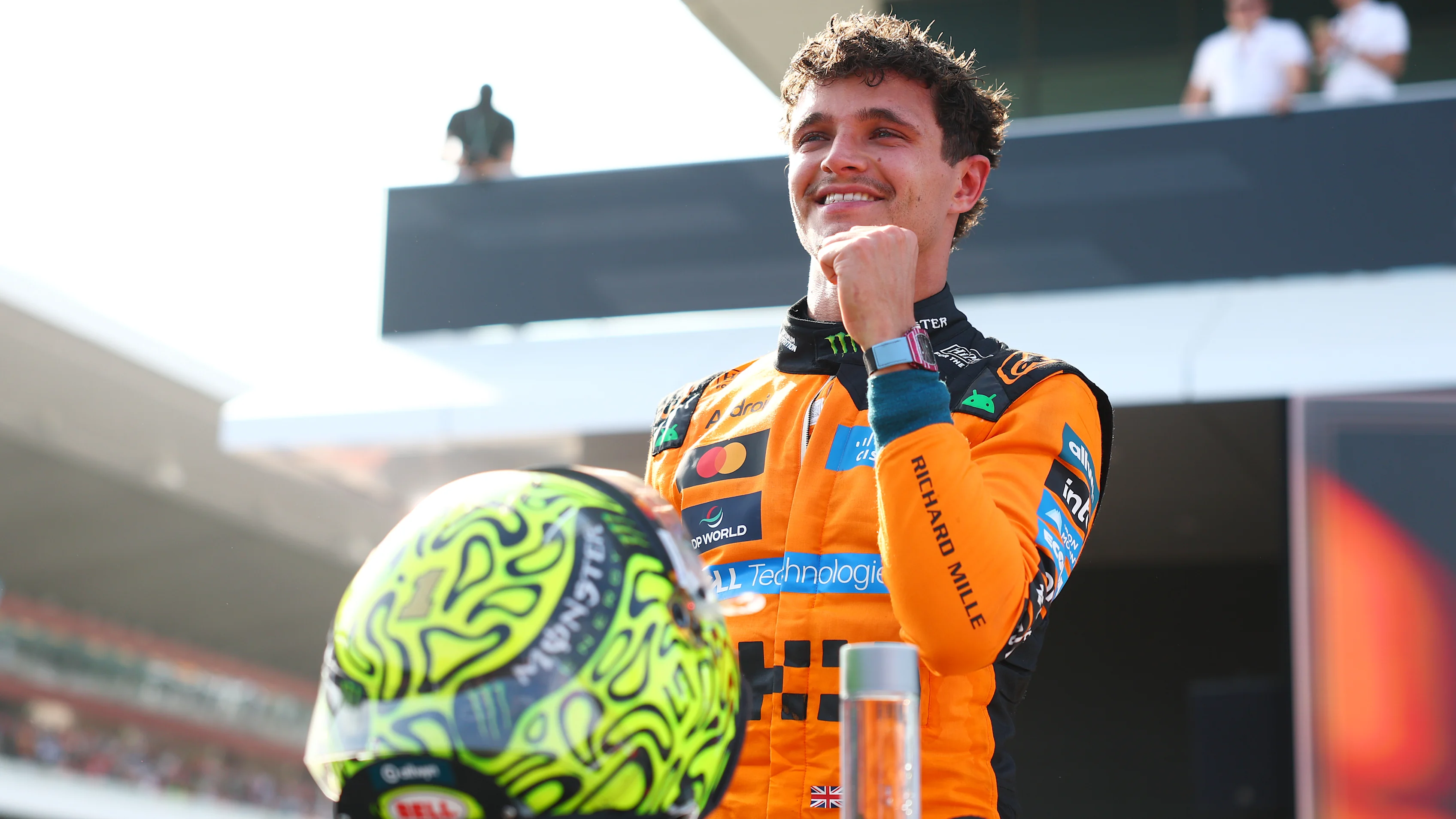 BUDAPEST, HUNGARY - JULY 26: Race winner Lando Norris of Great Britain and McLaren celebrates in