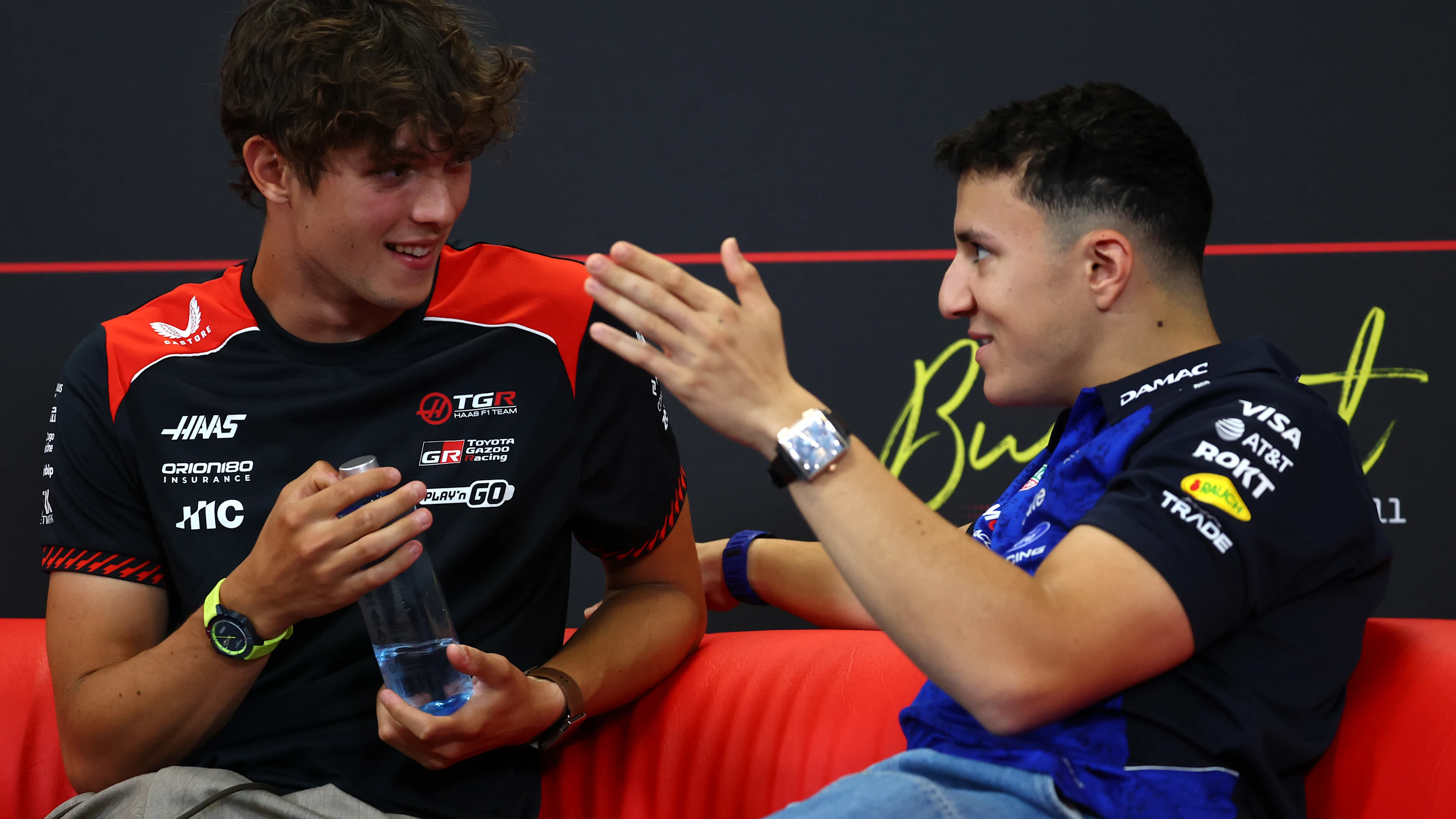 BUDAPEST, HUNGARY - JULY 23: Oliver Bearman of Great Britain and Haas F1 and Isack Hadjar of France