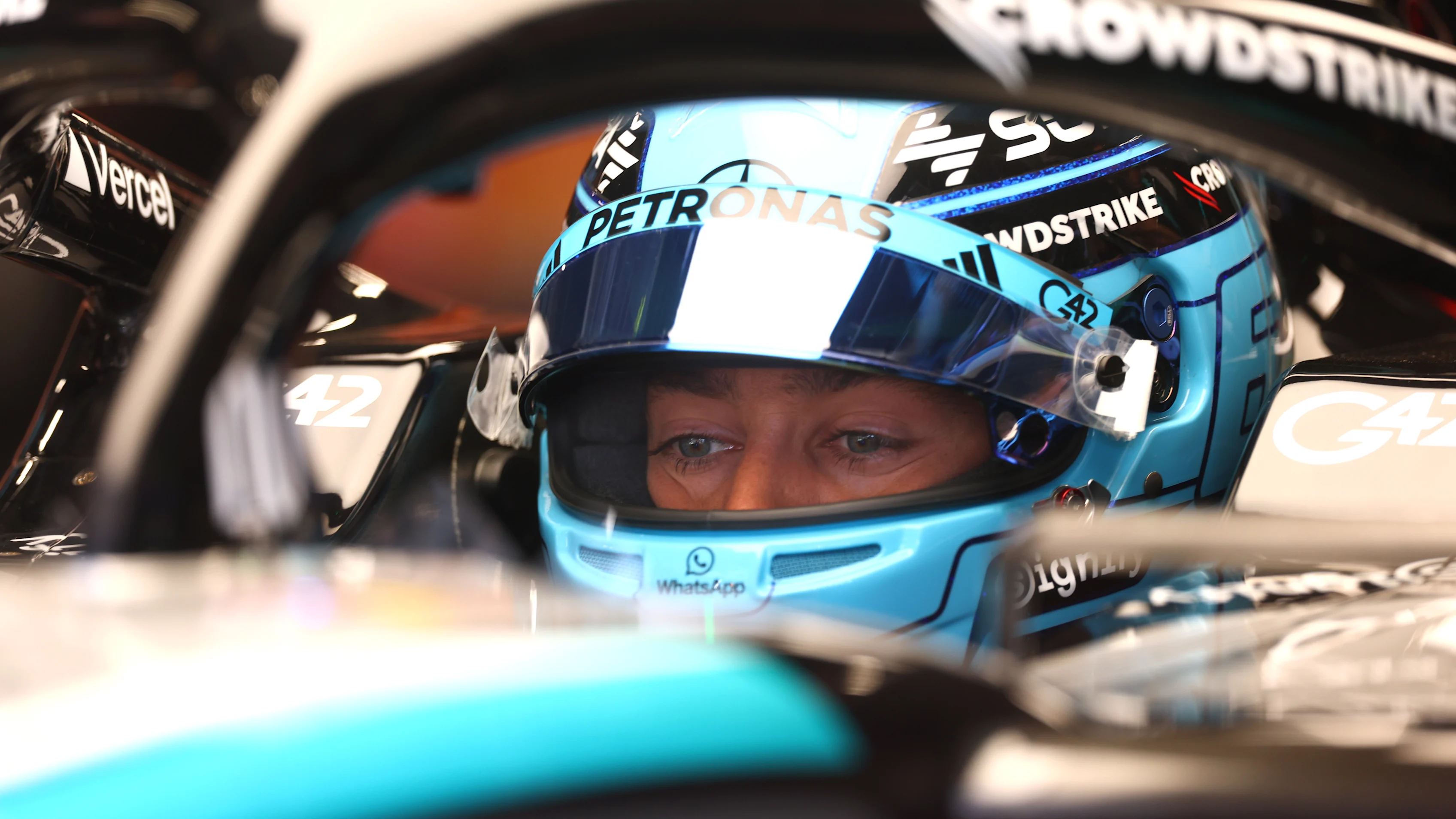 BUDAPEST, HUNGARY - JULY 25: George Russell of Great Britain and Mercedes AMG Petronas F1 Team