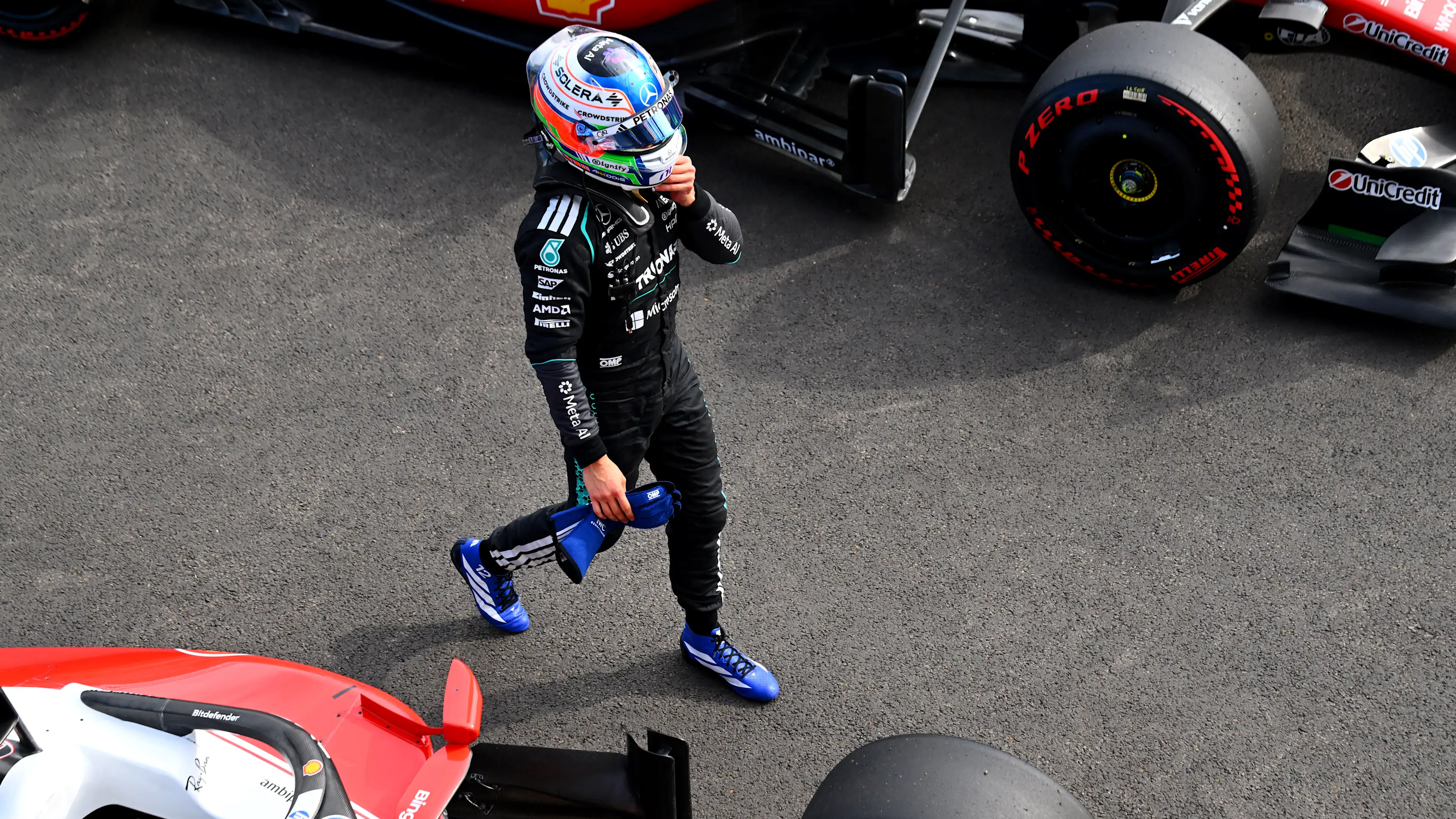 BUDAPEST, HUNGARY - JULY 25: Fourth placed qualifier Andrea Kimi Antonelli of Italy and Mercedes