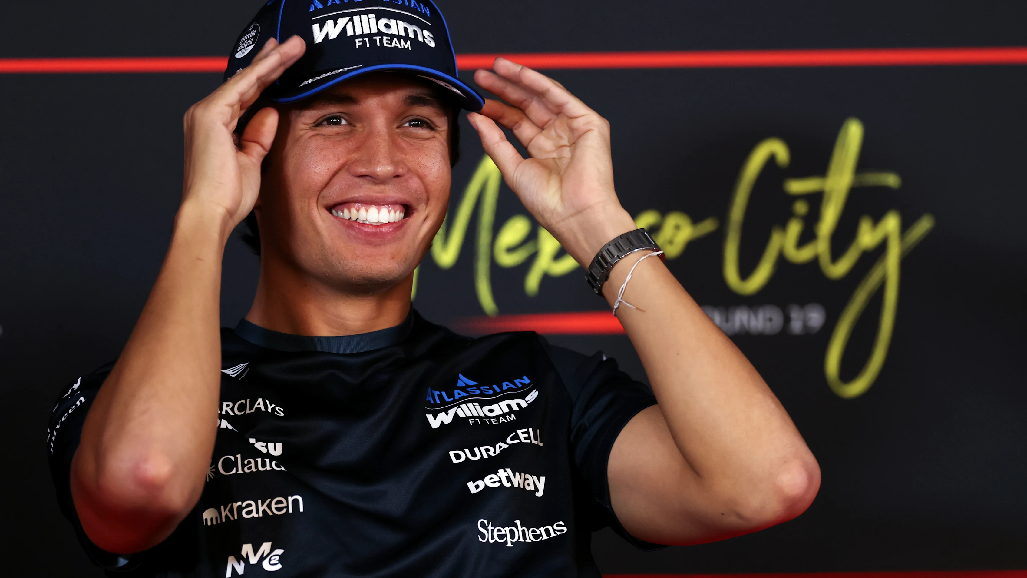 MEXICO CITY, MEXICO - OCTOBER 29: Alexander Albon of Thailand and Williams looks on in the Drivers