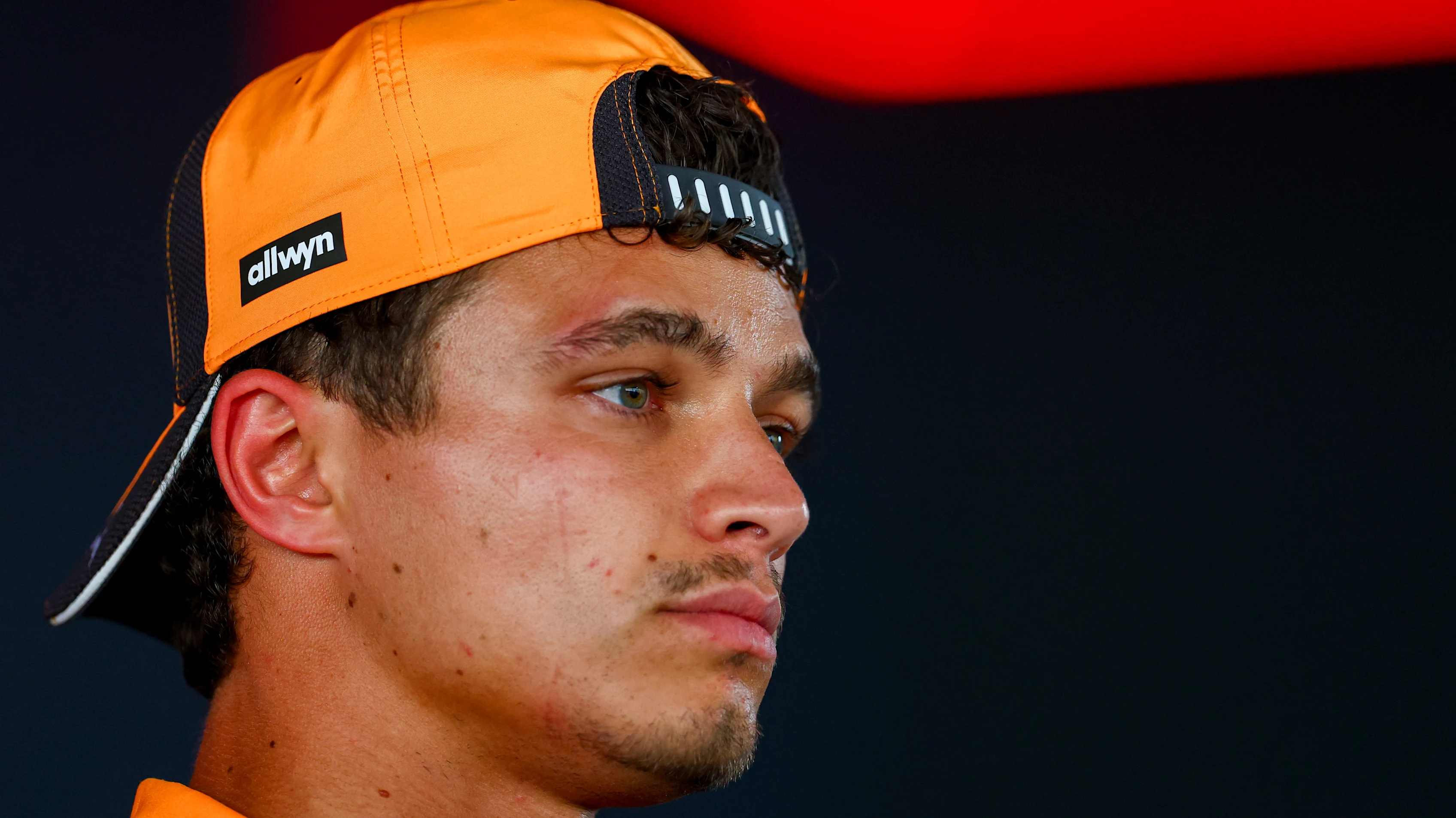 MEXICO CITY, MEXICO - OCTOBER 29: Lando Norris of Great Britain and McLaren talks to the media