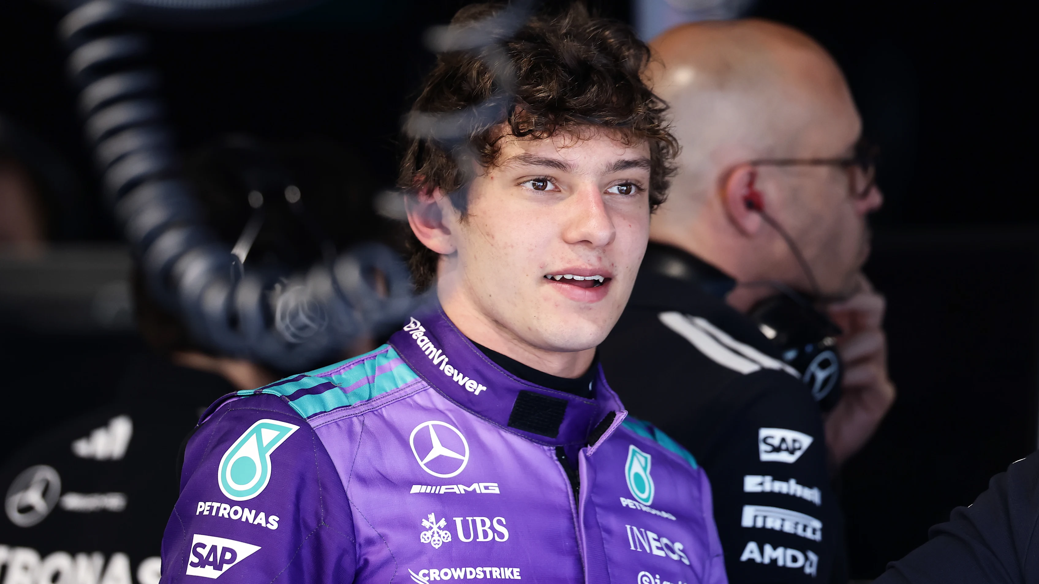 MIAMI, FLORIDA - MAY 01: Andrea Kimi Antonelli of Italy and Mercedes AMG Petronas F1 Team looks on