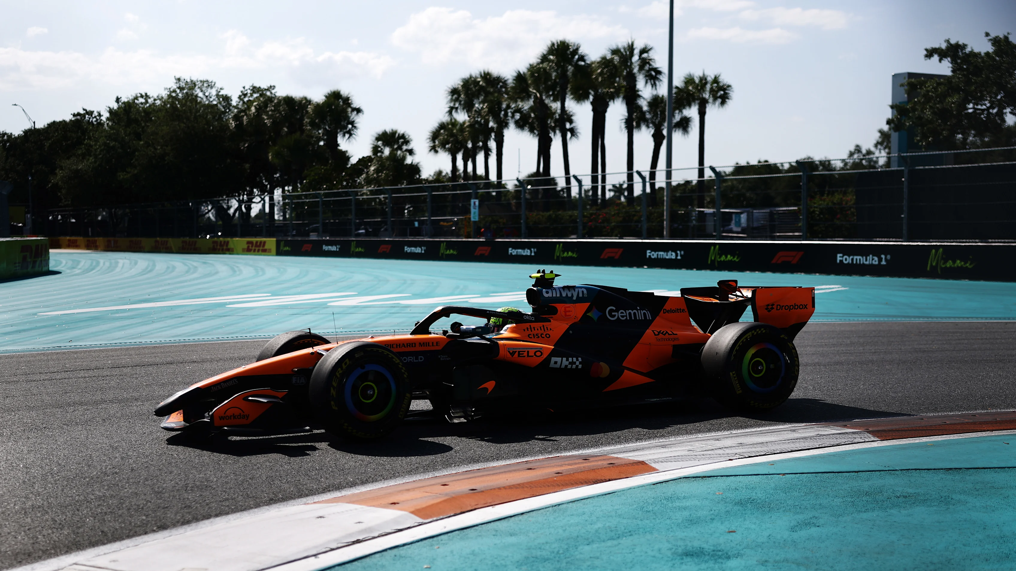 MIAMI, FLORIDA - MAY 01: Lando Norris of Great Britain driving the (1) McLaren MCL40 Mercedes on