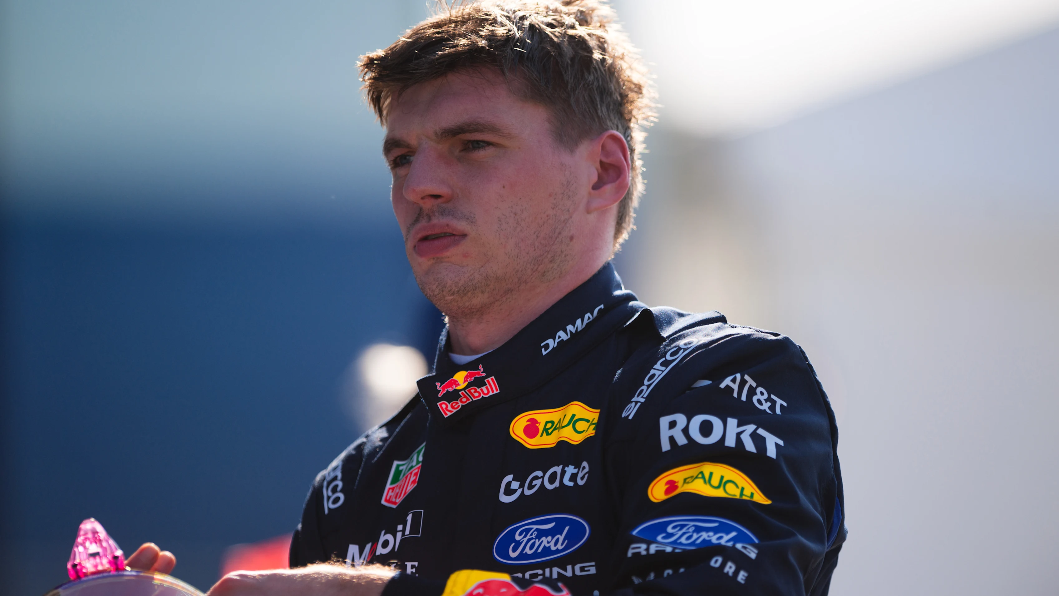 MIAMI, FLORIDA - MAY 01: Max Verstappen of the Netherlands and Oracle Red Bull Racing looks on in