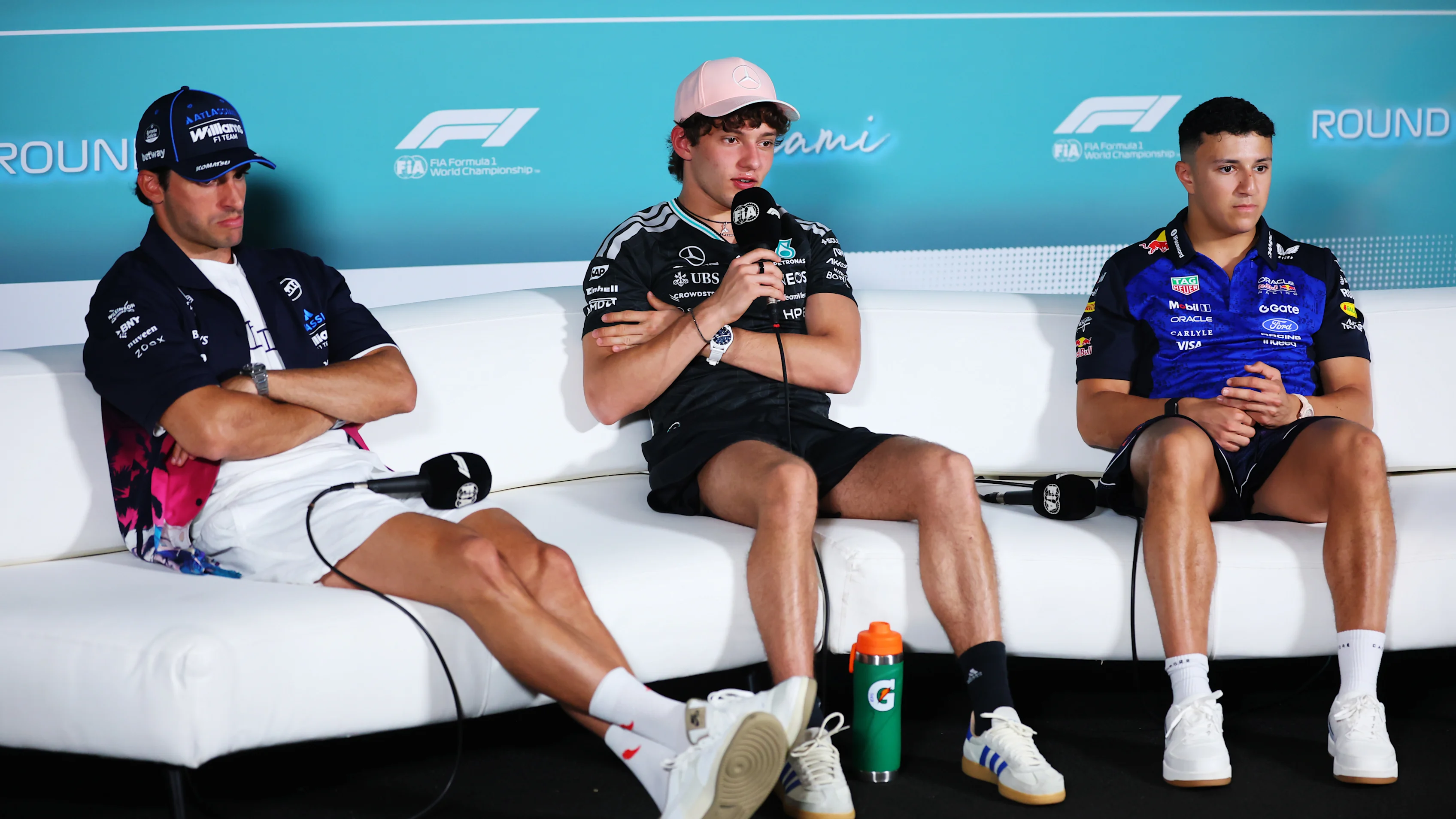 MIAMI, FLORIDA - APRIL 30: Carlos Sainz of Spain and Williams, Andrea Kimi Antonelli of Italy and