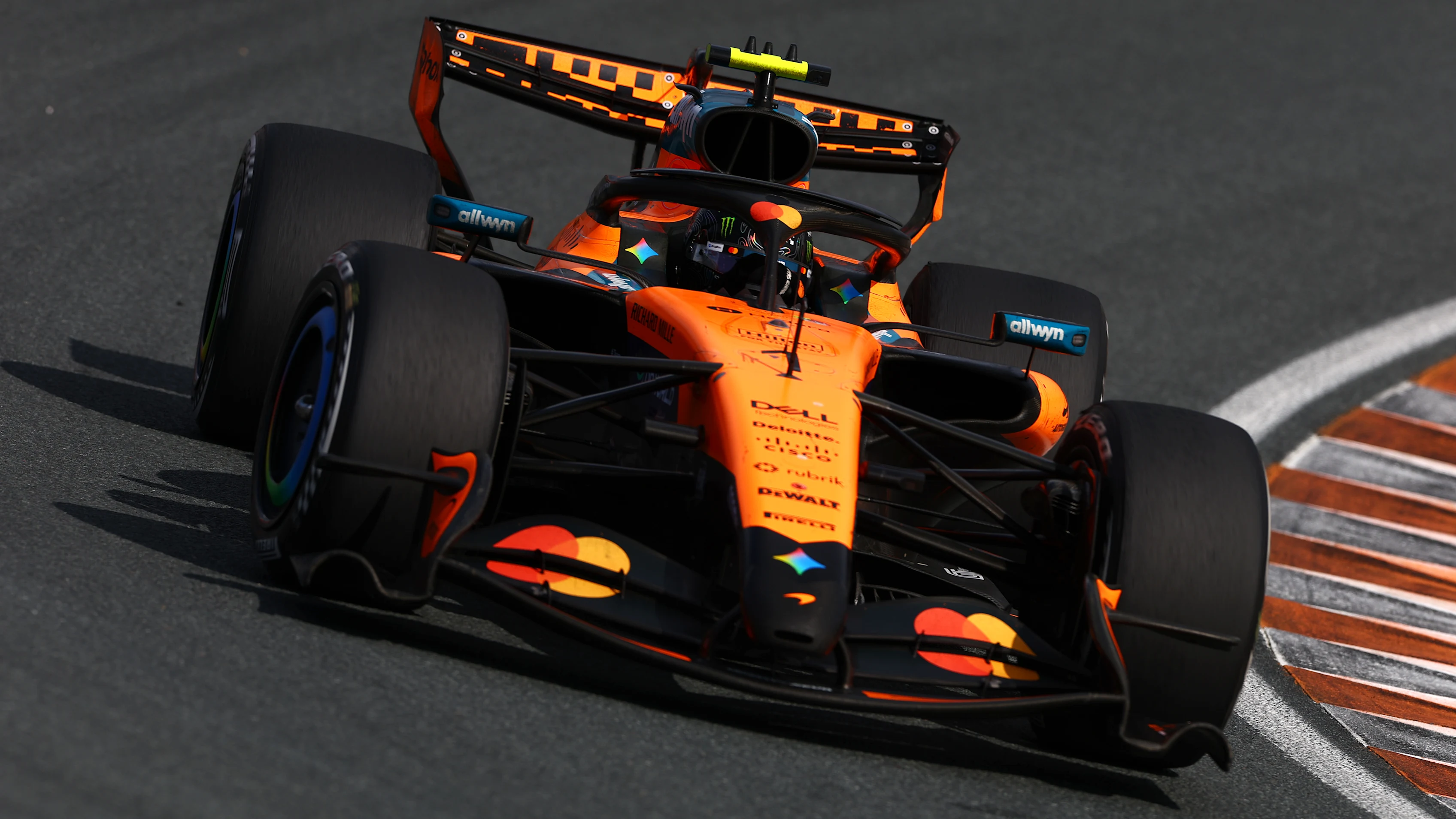ZANDVOORT, NETHERLANDS - AUGUST 23: Lando Norris of Great Britain driving the (1) McLaren MCL40
