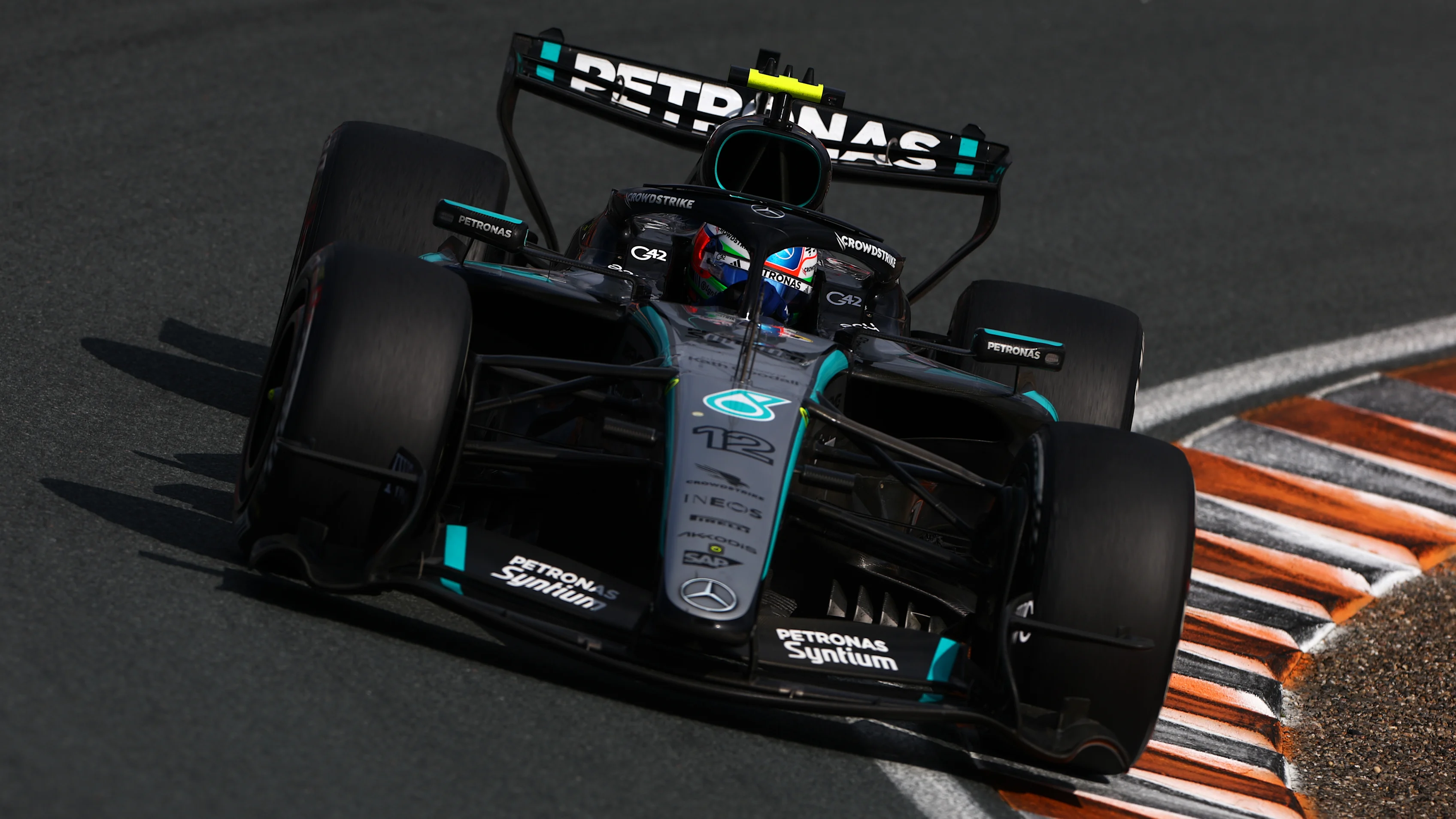 ZANDVOORT, NETHERLANDS - AUGUST 23: Andrea Kimi Antonelli of Italy driving the (12) Mercedes AMG