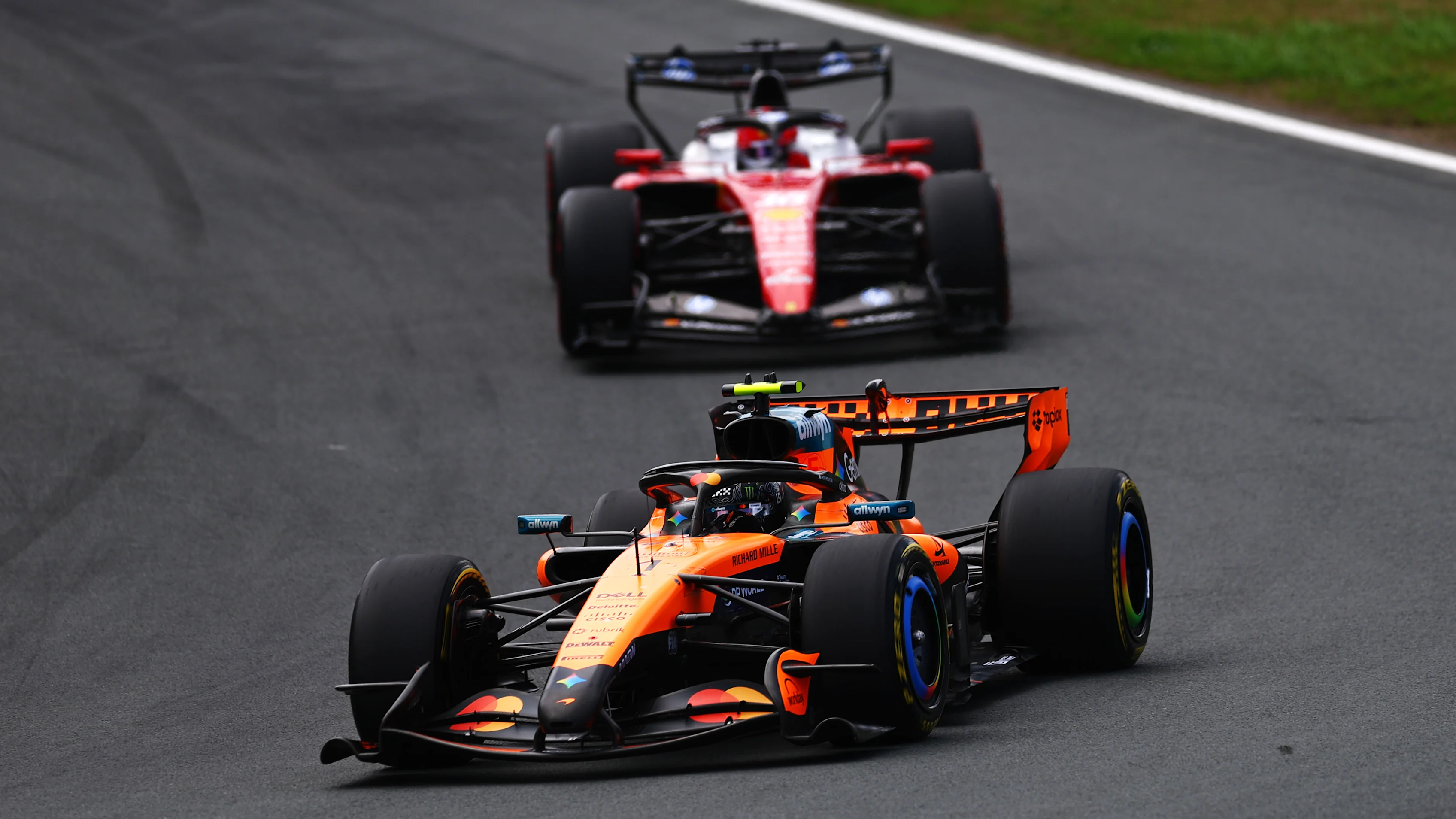 ZANDVOORT, NETHERLANDS - AUGUST 22: Lando Norris of Great Britain driving the (1) McLaren MCL40