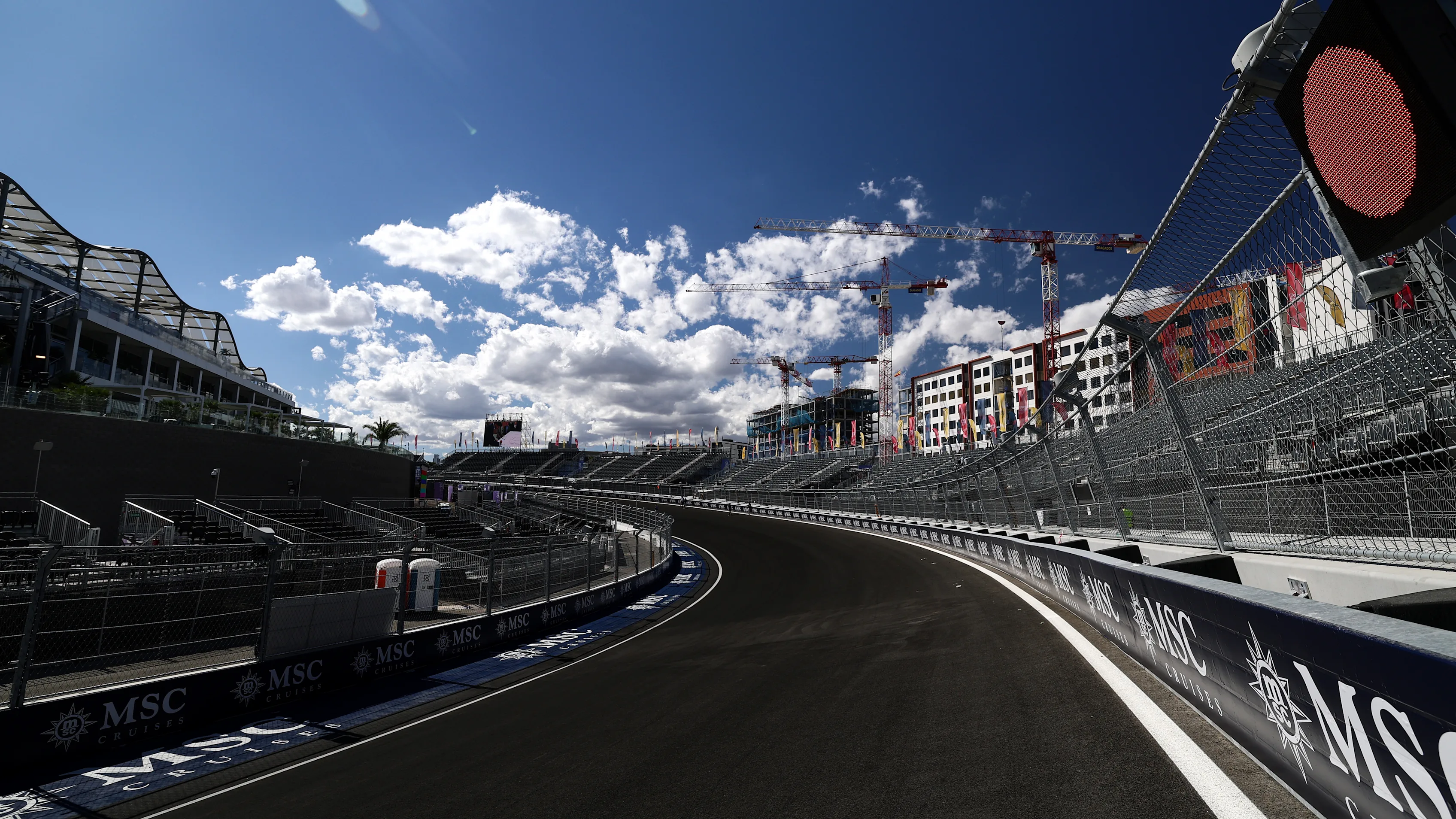 MADRID, SPAIN - SEPTEMBER 09: A scenic view of a banked corner, including MSC branding, during