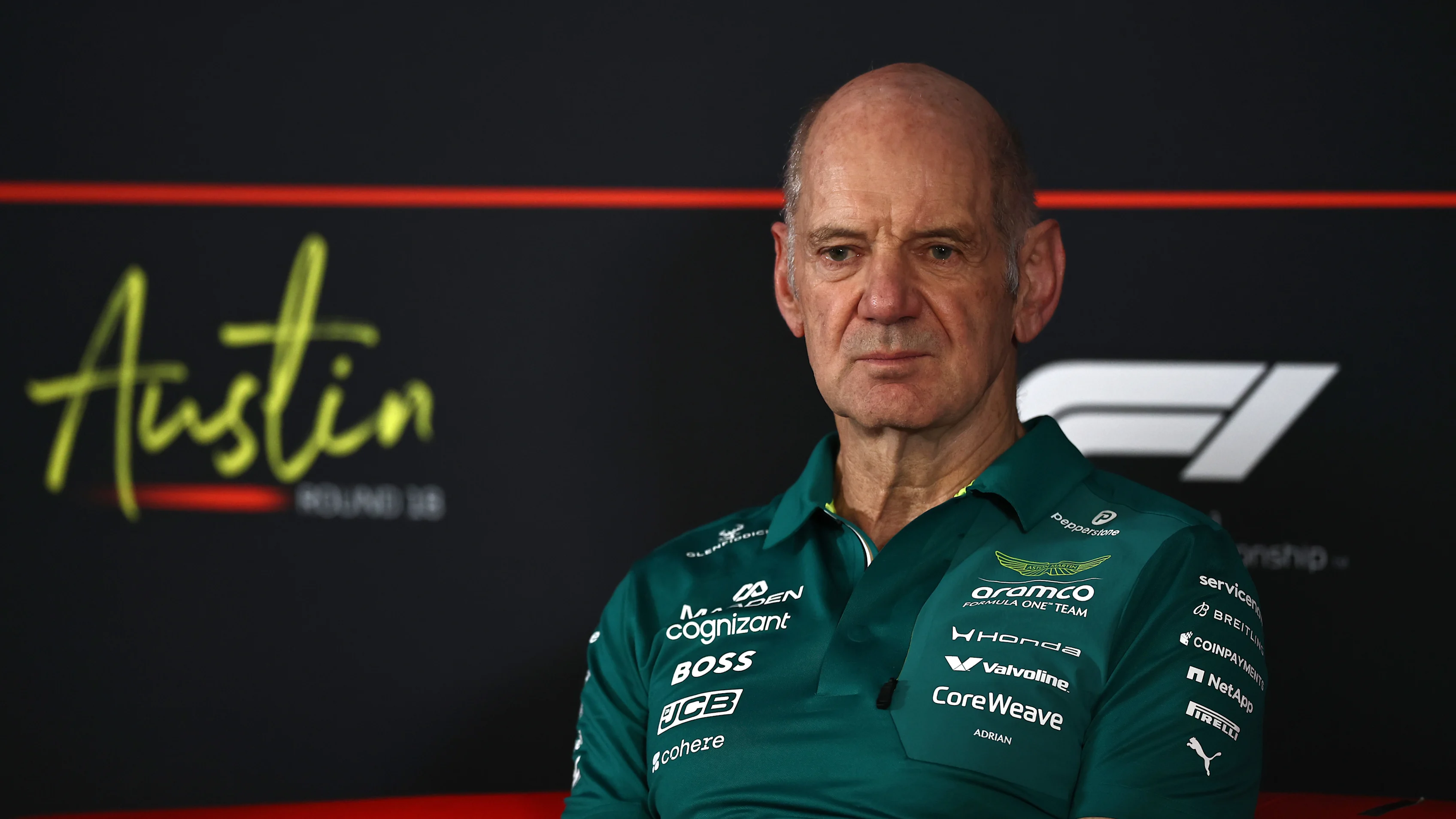 AUSTIN, TEXAS - OCTOBER 23: Adrian Newey, Team Principal of Aston Martin F1 Team in the Team