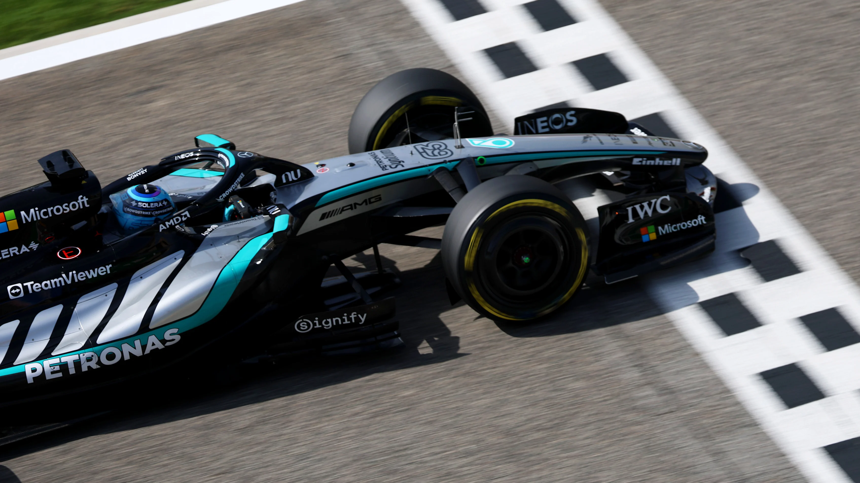 BAHRAIN, BAHRAIN - FEBRUARY 11: George Russell of Great Britain driving the (63) Mercedes AMG