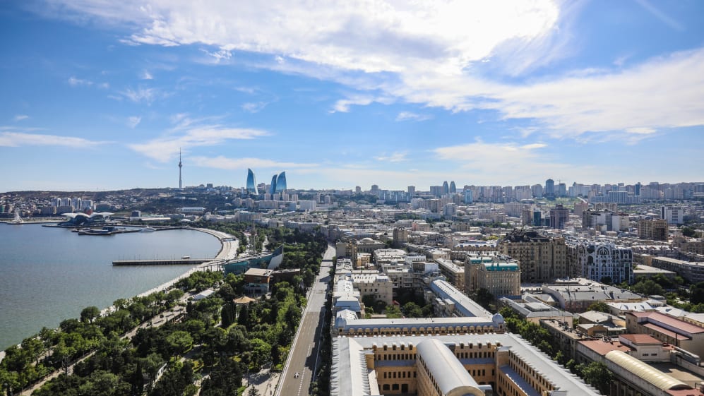 BAKU, AZERBAIJAN - JUNE 12: A general view of the race action during the F1 Grand Prix of