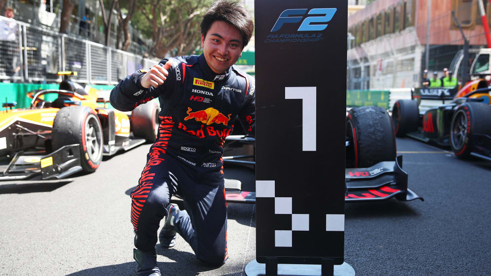 MONTE-CARLO, MONACO - MAY 27: Race winner Ayumu Iwasa of Japan and DAMS (11) celebrates in parc