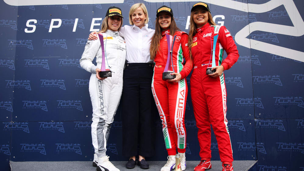 SPIELBERG, AUSTRIA - 29 DE ABRIL: (LR) Segundo clasificado Nerea Marti de España y Campos Racing (1),