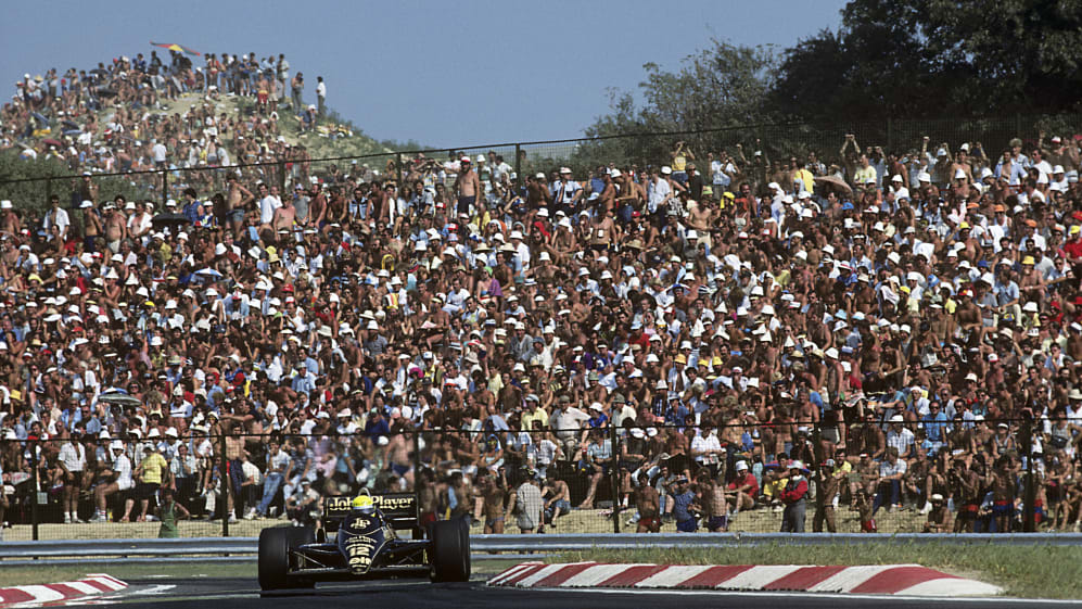 Ayrton Senna, Lotus-Renault 98T, Gran Premio de Hungría, Hungaroring, 10 de agosto de 1986. (Foto por