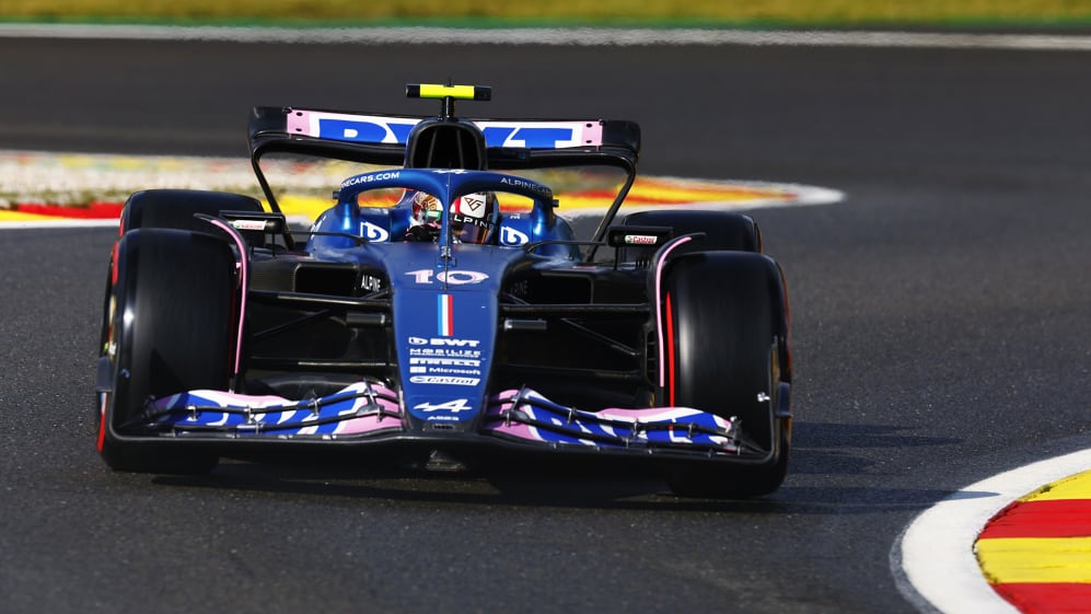 SPA, BELGIUM - JULY 28: Pierre Gasly of France driving the (10) Alpine F1 A523 Renault on track