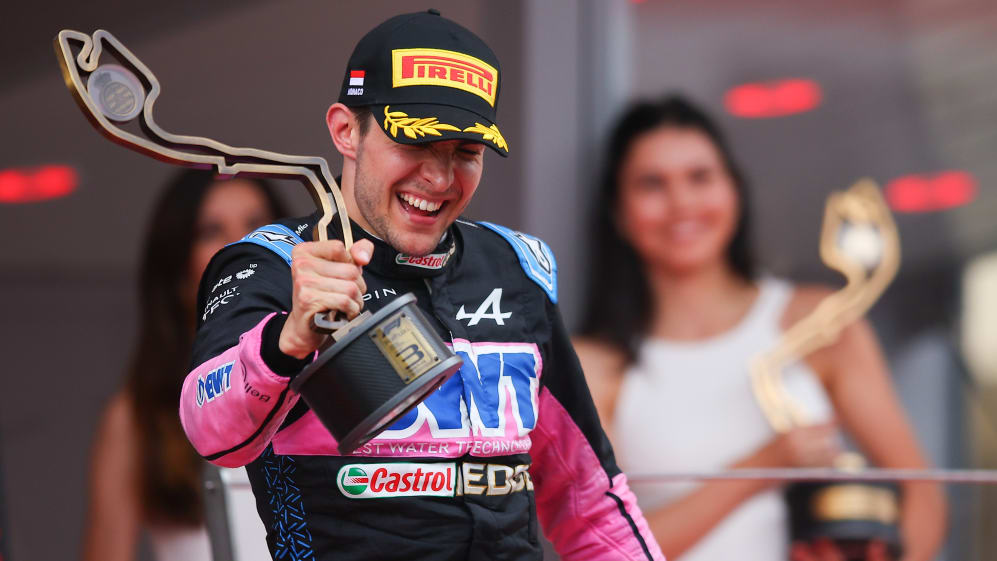 MONTE-CARLO, MONACO - MAY 28: Third placed Esteban Ocon of France and Alpine celebrates on the