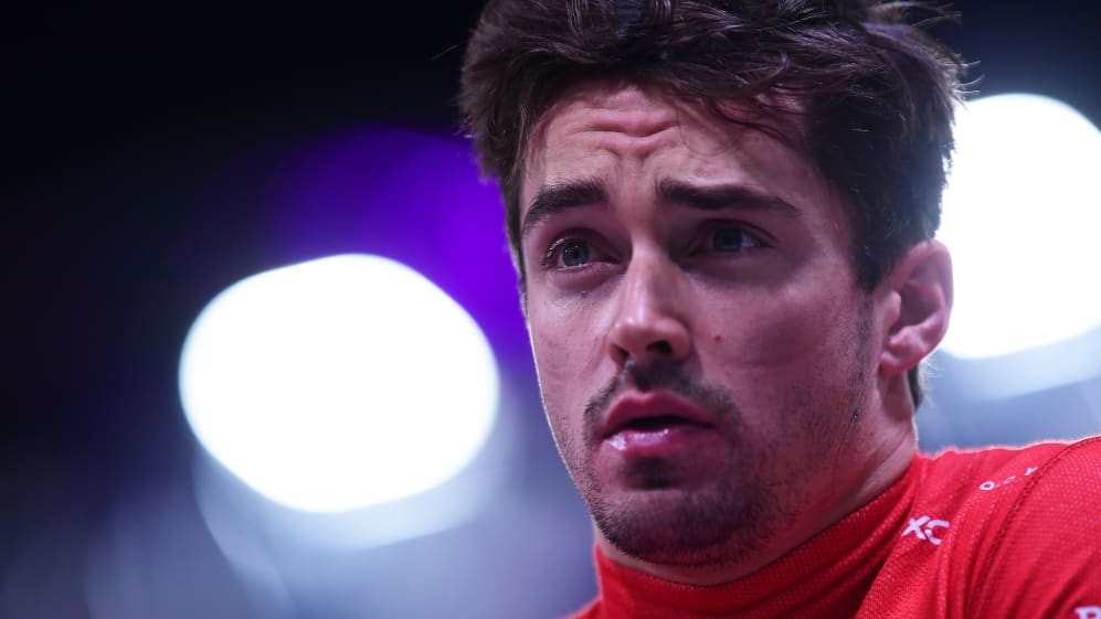 LAS VEGAS, NEVADA - NOVEMBER 18: Pole position qualifier Charles Leclerc of Monaco and Ferrari