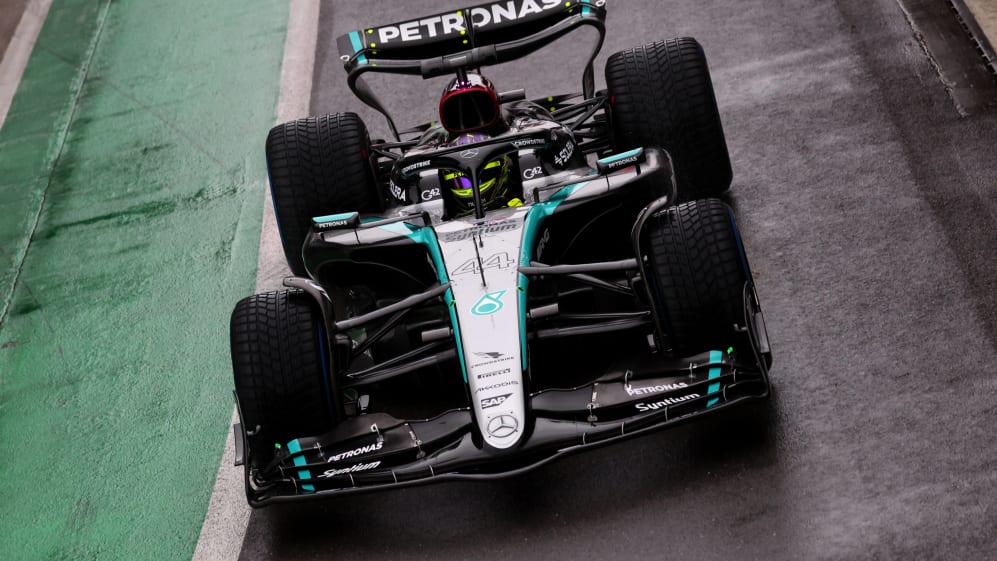 Mercedes' W15 hits the track for the first time at a wet Silverstone with  Lewis Hamilton and George Russell at the wheel | Formula 1®
