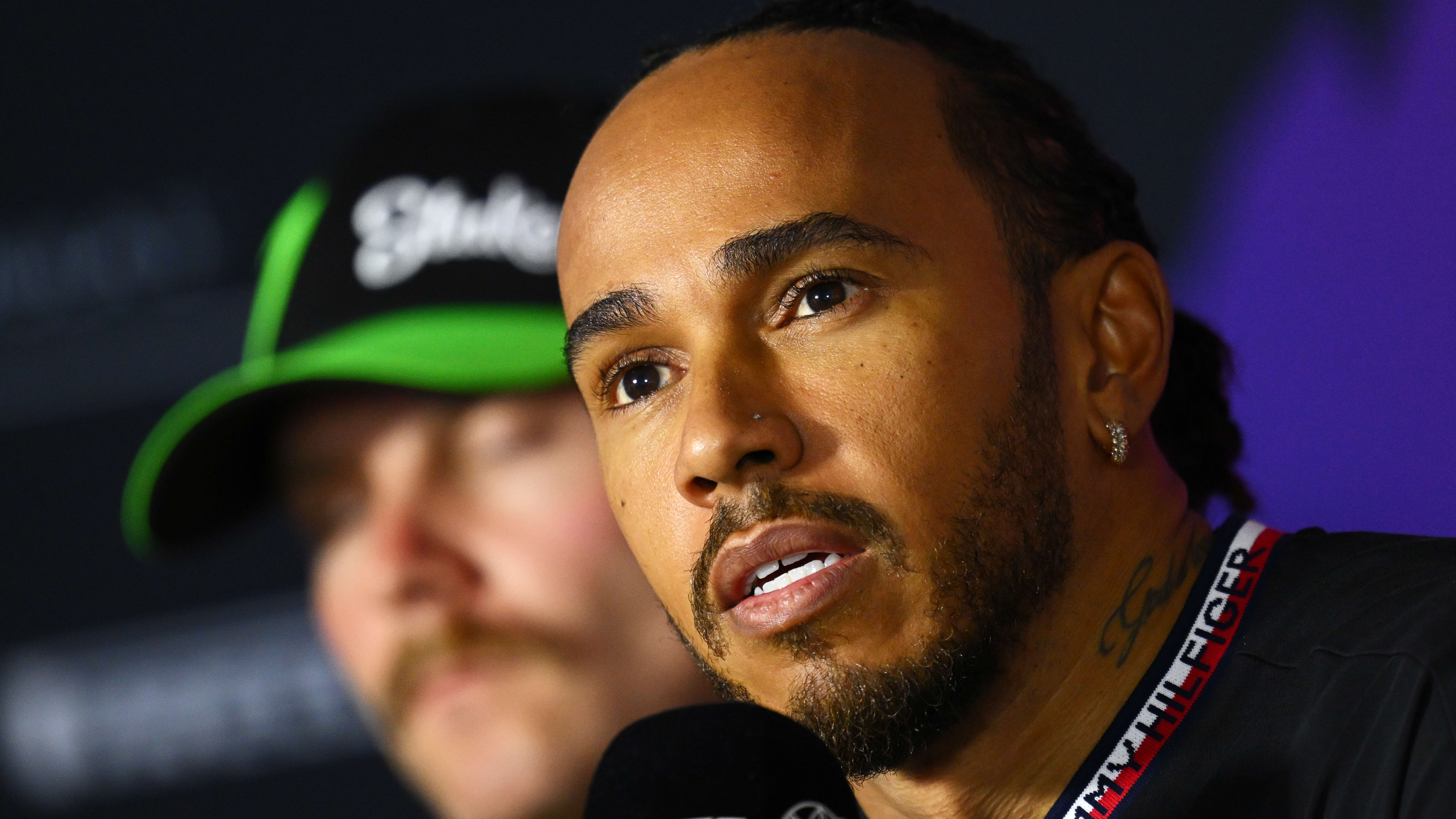 BAHRAIN, BAHRAIN - FEBRUARY 23: Lewis Hamilton of Great Britain and Mercedes attends the Drivers