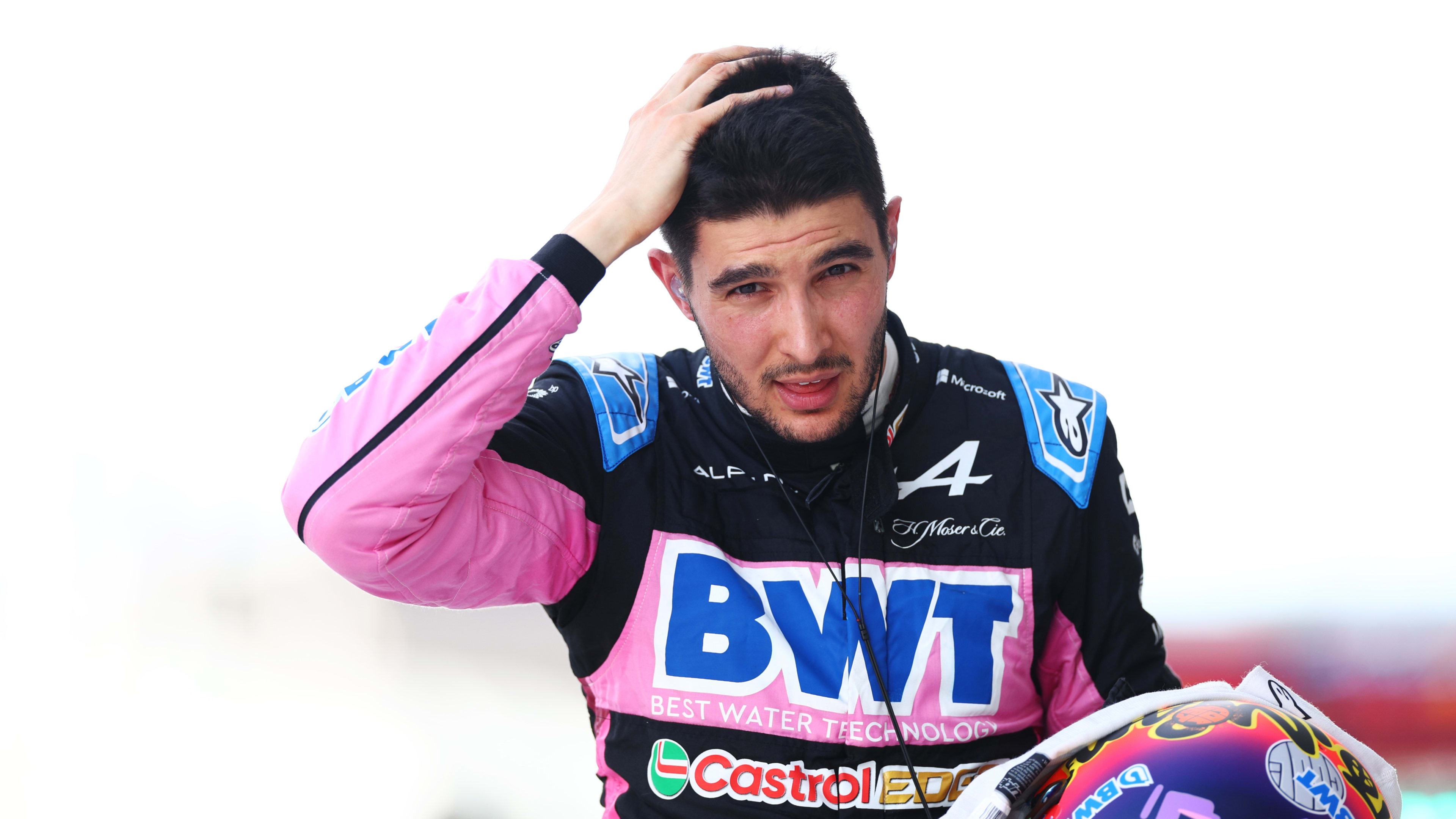 MIAMI, FLORIDA - MAY 03: 13th placed qualifier Esteban Ocon of France and Alpine F1 walks in the Pitlane during Sprint Qualifying ahead of the F1 Grand Prix of Miami at Miami International Autodrome on May 03, 2024 in Miami, Florida.